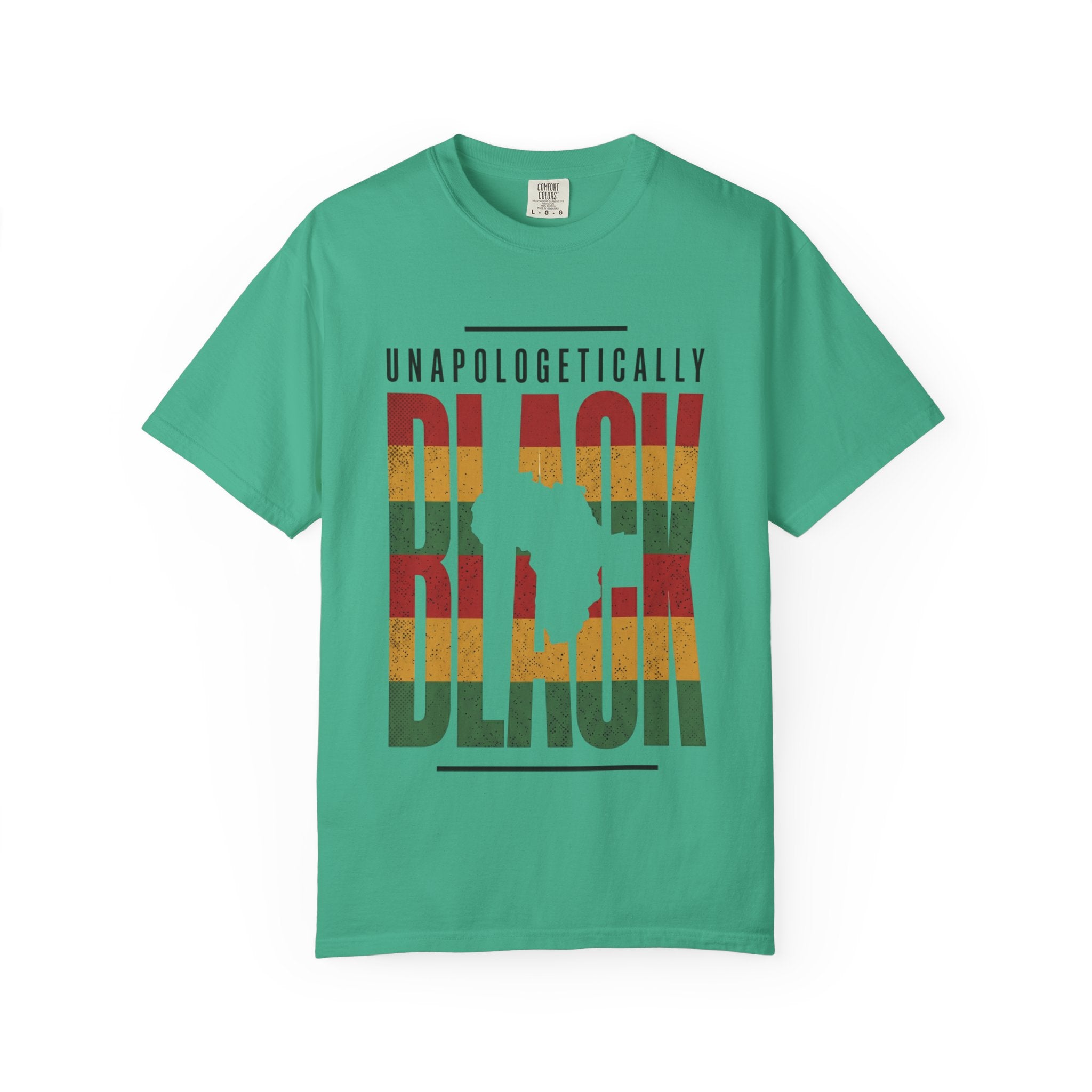 Unapologetically Black T-Shirt — Retro Pan-African Stripes - Creations by Chris and Carlos