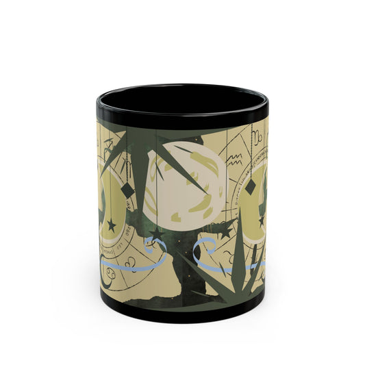 Astrology Moon Phase Mug — Zodiac Symbols & Crescent Moon Black Coffee Cup - Creations by Chris and Carlos