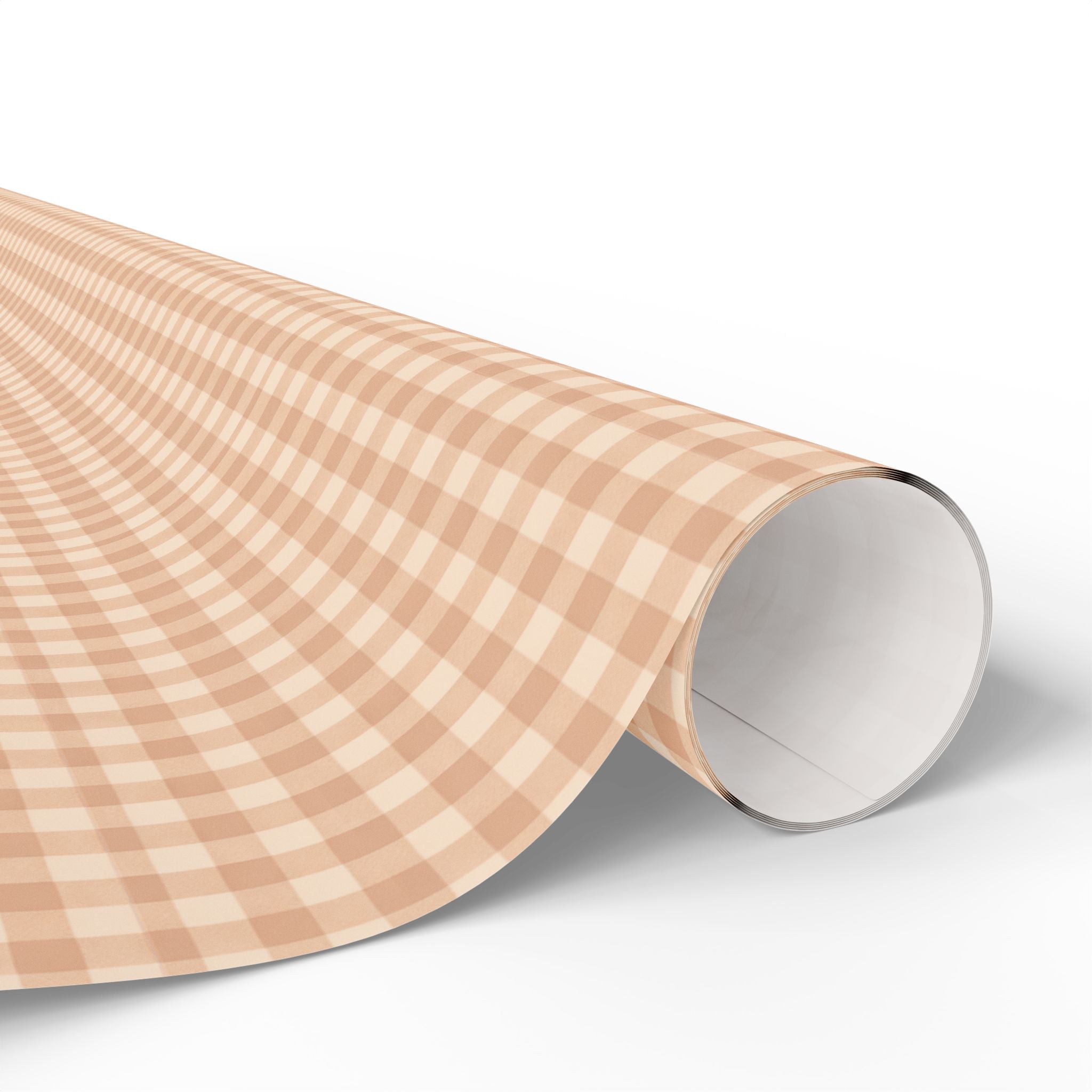 Gingham Check Wrapping Paper Roll — Pink & Peach Plaid Gift Wrap - Creations by Chris and Carlos