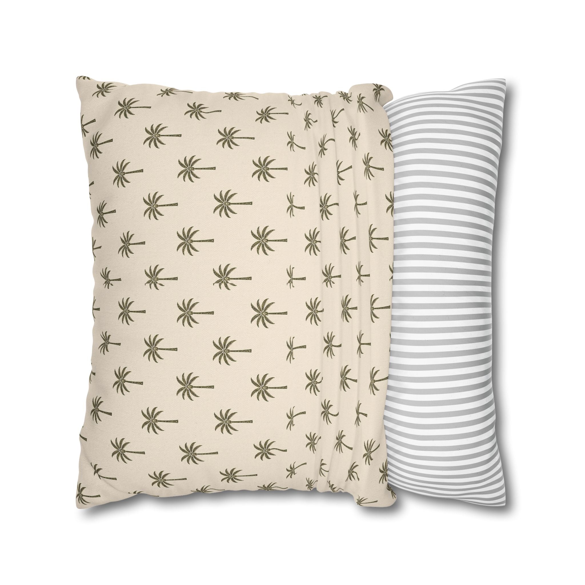 Palm Pattern Square Pillowcase — Tropical Beige Decorative Throw Pillow Cover - Creations by Chris and Carlos