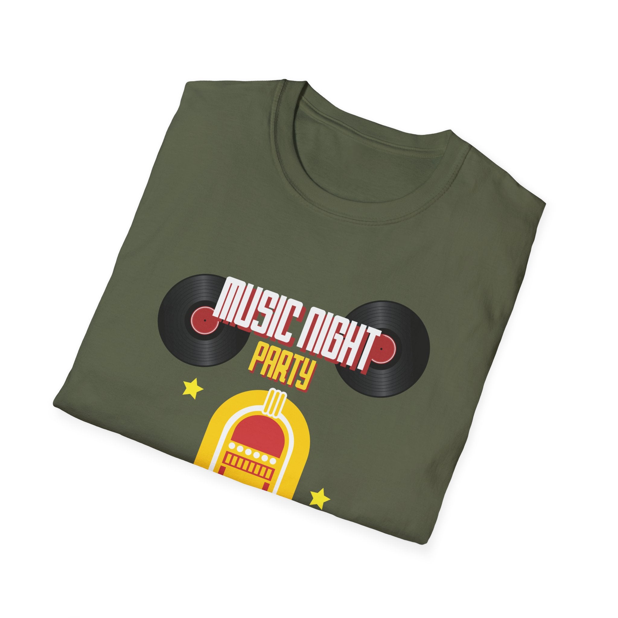 Music Night Party T-Shirt — Retro Jukebox & Vinyl Record Tee - Creations by Chris and Carlos