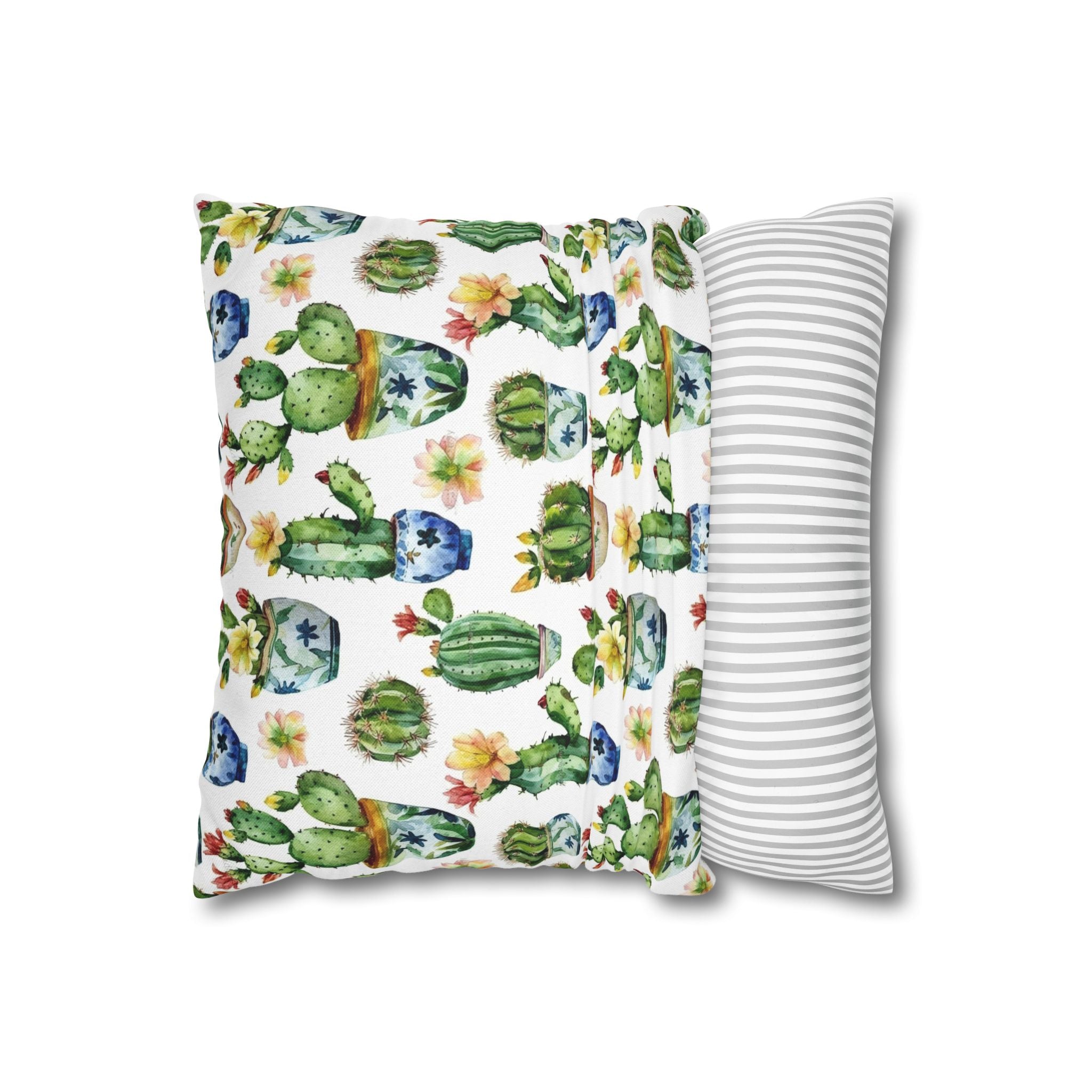 Sol y Alegría (Sun and Joy) Collection- Cactus Succulent Pattern Microfiber Blanket Soft Velveteen Throw for Home & Garden Lovers - Creations by Chris and Carlos