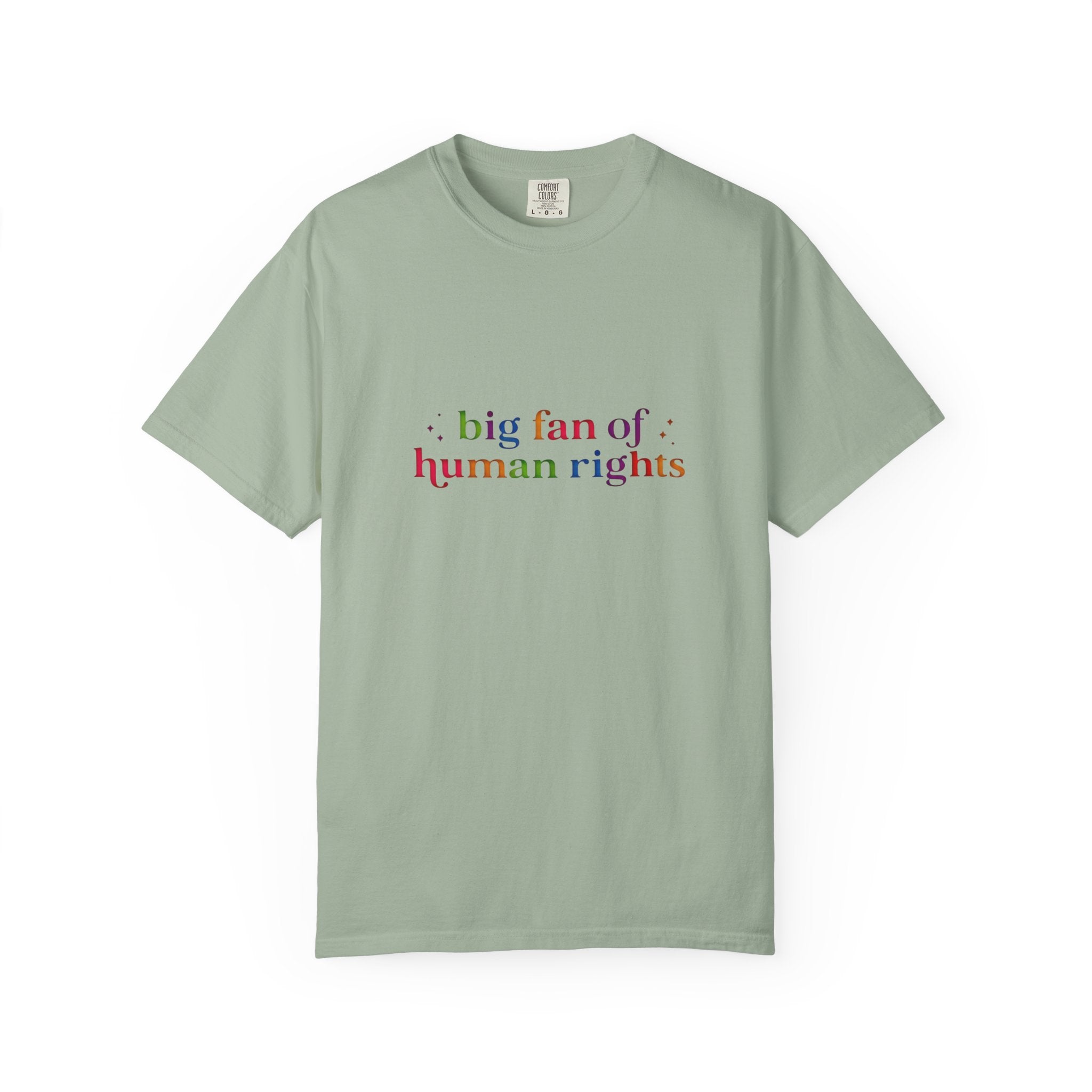 T-Shirt — "Big Fan of Human Rights" Graphic Tee (Equality & Activism Icons) - Creations by Chris and Carlos