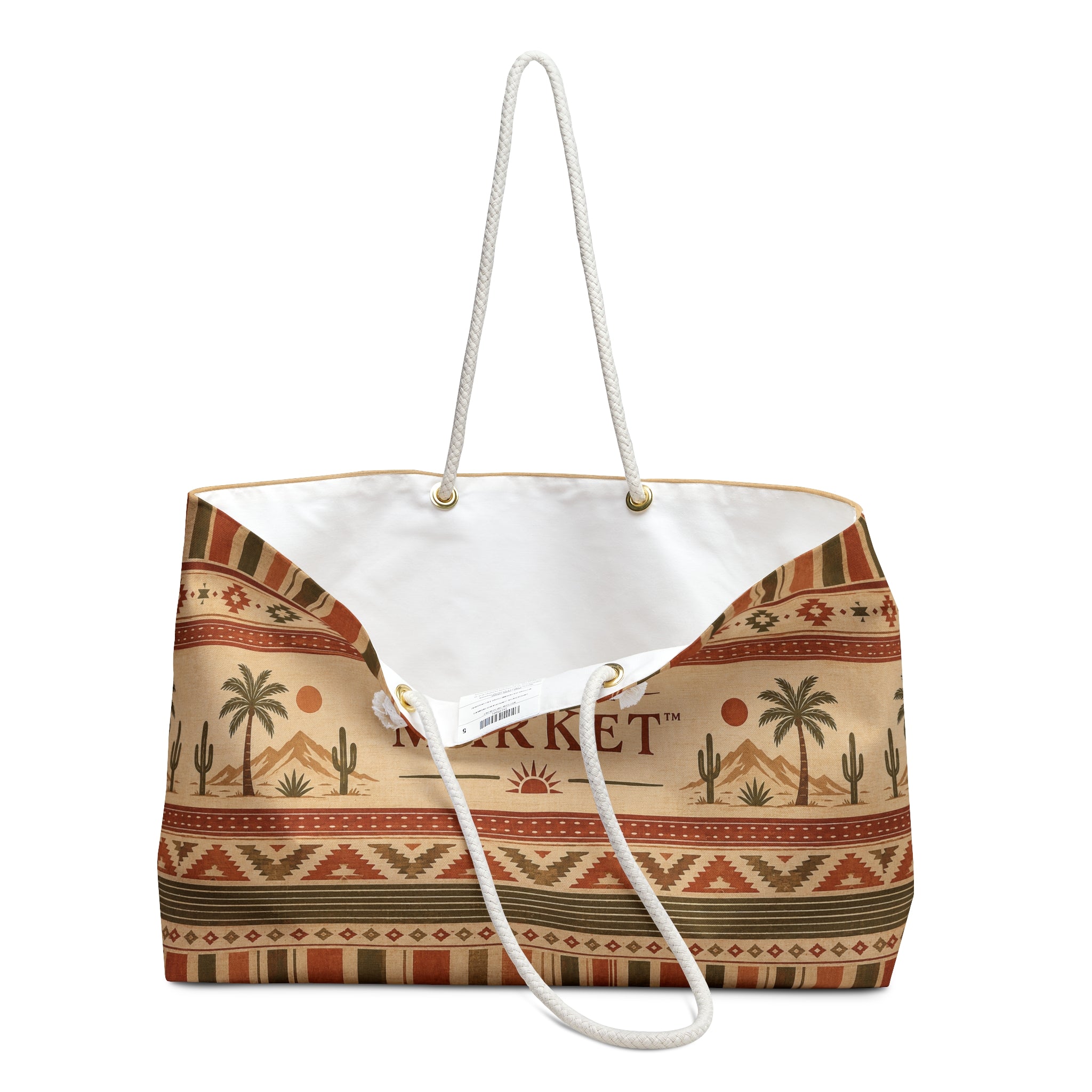 Solstice Market Weekender Bag - Southwestern Palm & Cactus Travel Tote - Creations by Chris and Carlos