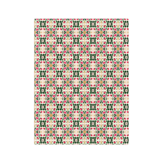 Floral Kaleidoscope Velveteen Blanket – Pink Green Geometric Microfiber Throw - Creations by Chris and Carlos