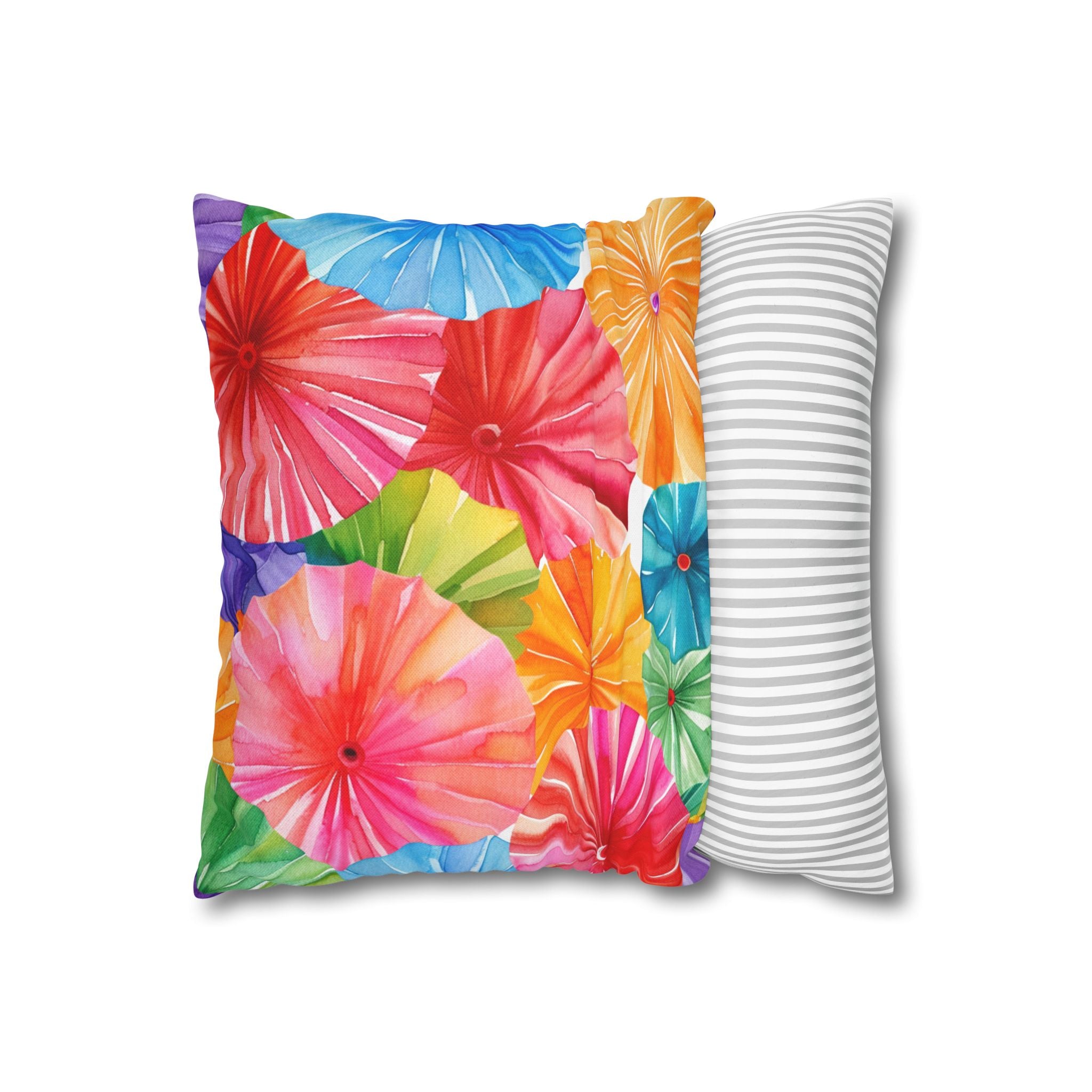 Sol y Alegría (Sun and Joy) Collection- Cactus Succulent Pattern Microfiber Blanket Soft Velveteen Throw for Home & Garden Lovers ropical Floral Throw Pillowcase — Colorful Umbrella Flower Design - Creations by Chris and Carlos