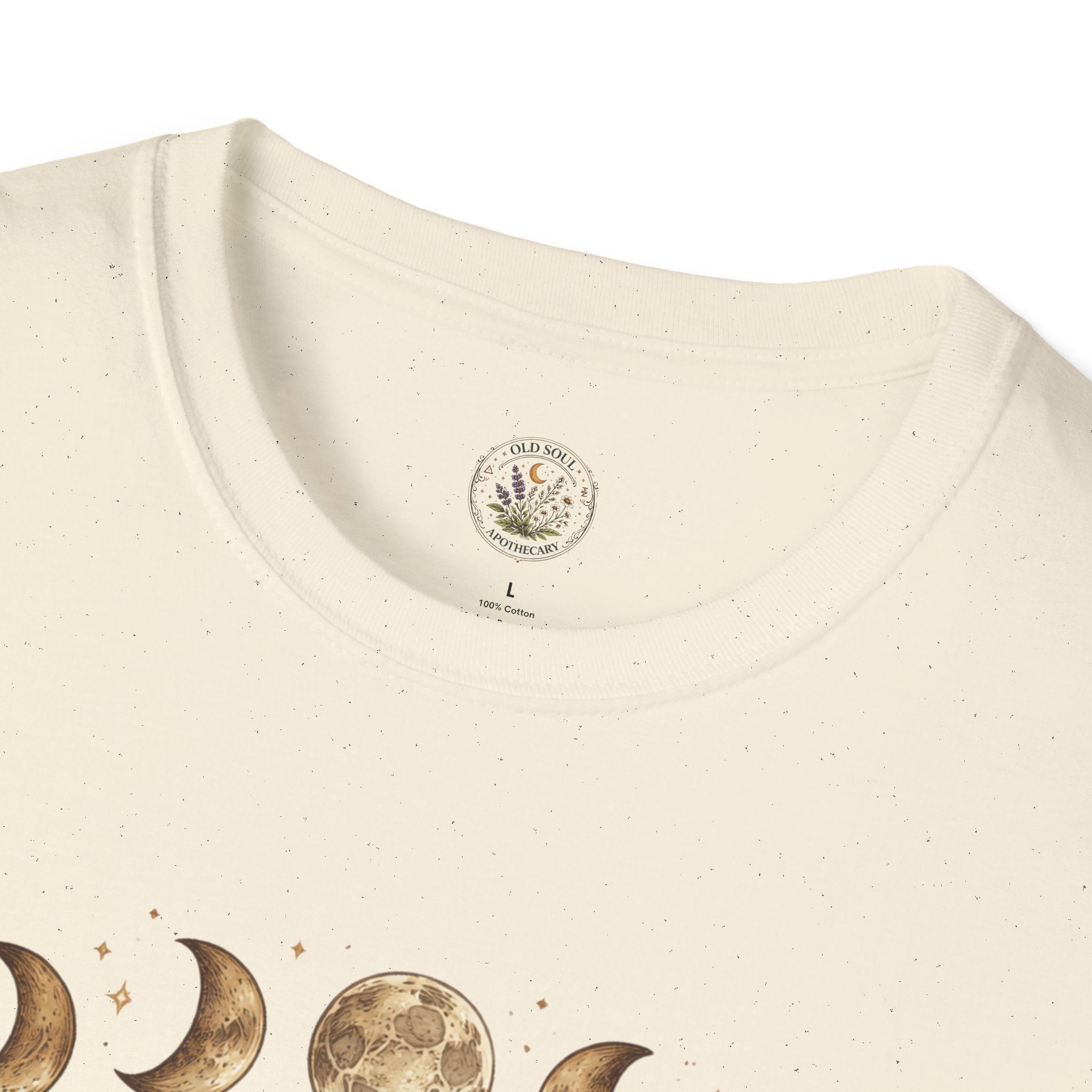 Old Soul Apothecary Botanical Moon Phase T-Shirt — Floral Moon Phases Tee - Creations by Chris and Carlos