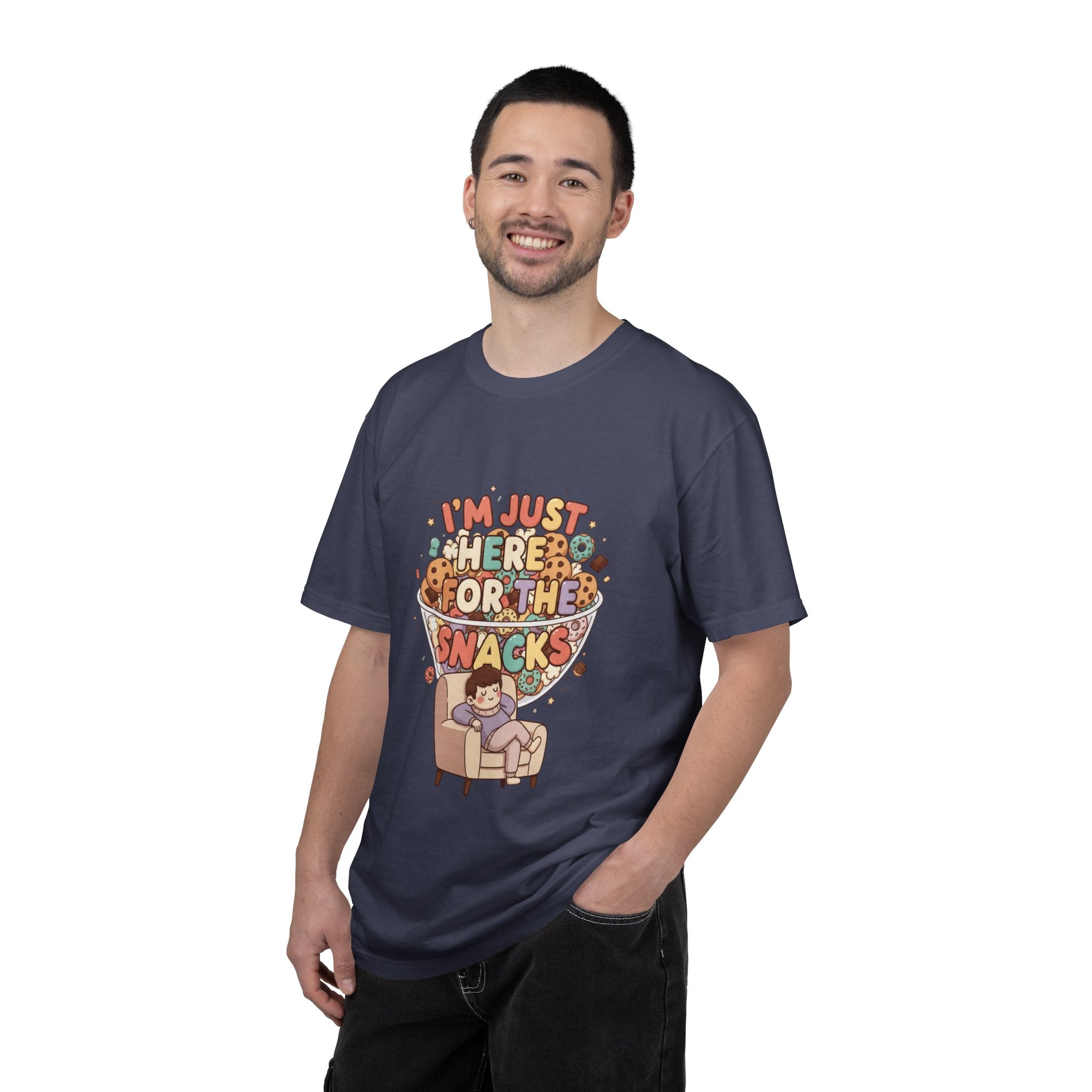 T-Shirt — "I'm Just Here for the Snacks" Funny Retro Graphic Tee - Creations by Chris and Carlos