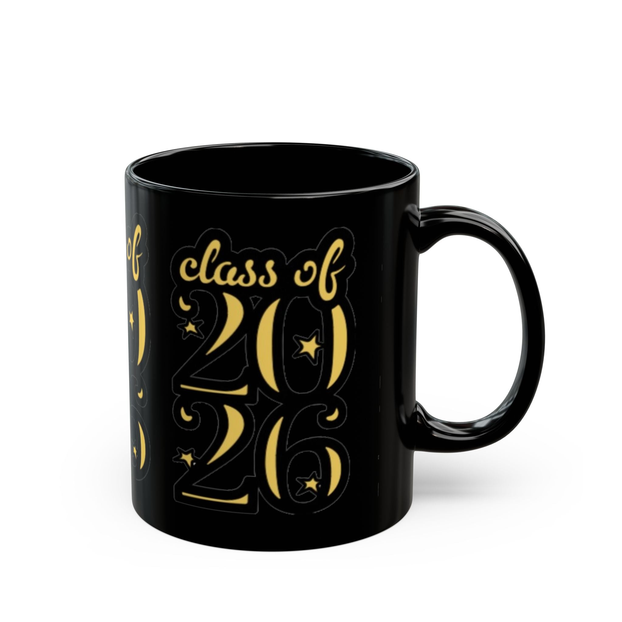Class of 2026 Black Graduation Mug — Gold Lettering 11oz/15oz - Creations by Chris and Carlos