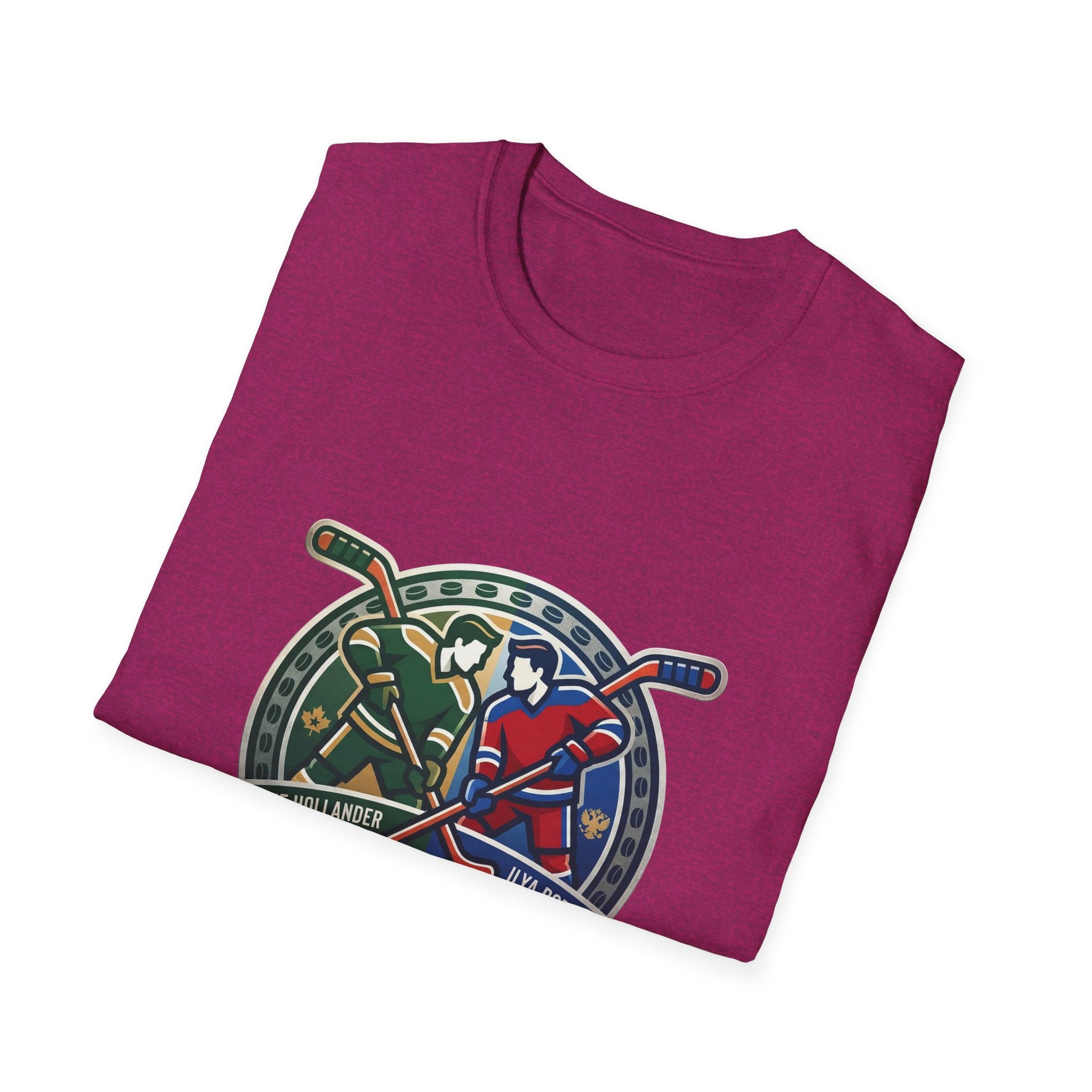 Hockey Heated Rivalry TV Show T‑Shirt — Vintage Stick & Player Crest - Creations by Chris and Carlos