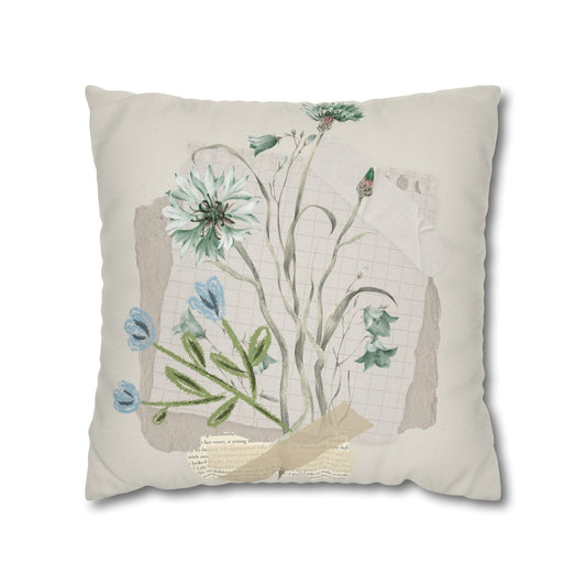 Botanical Watercolor Pillow - Vintage Floral Square Throw Pillowcase - Creations by Chris and Carlos