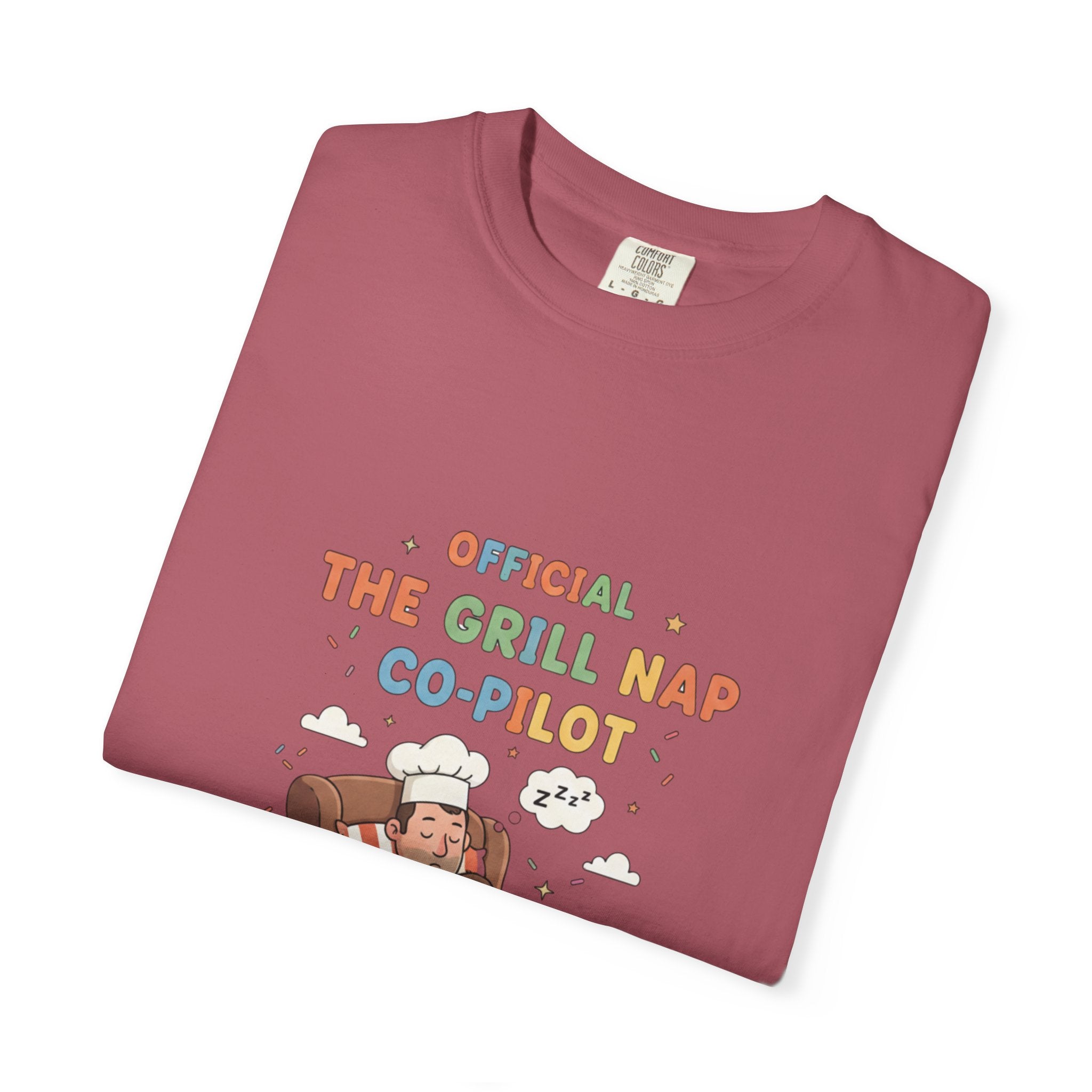 T-Shirt — "Official Grill Nap Co Pilot" Funny Retro Graphic Tee - Creations by Chris and Carlos