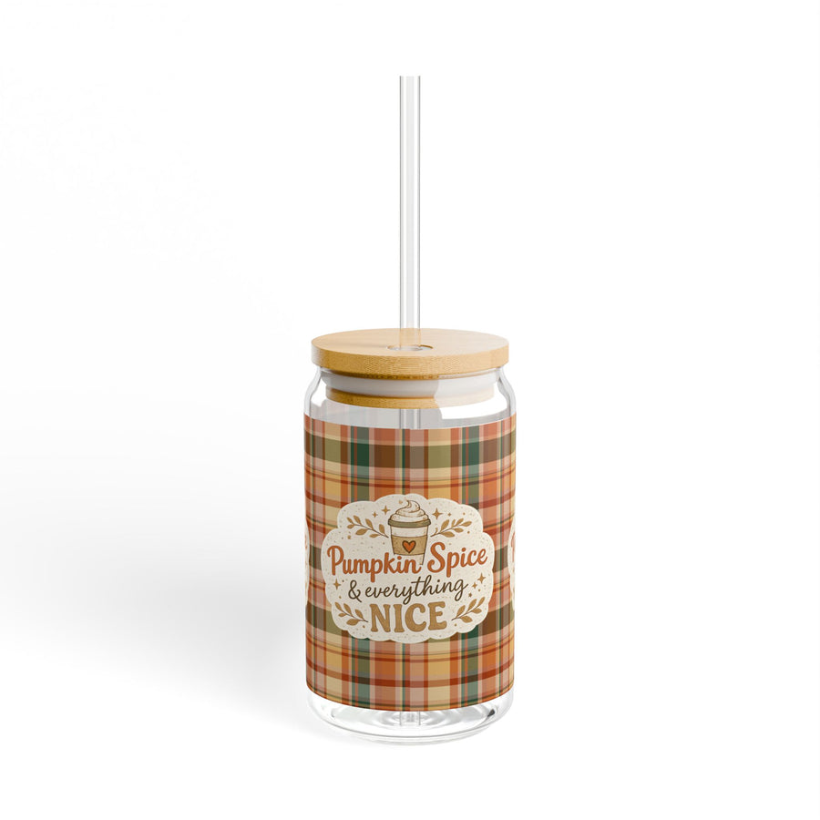 16oz Sipper Glass - Pumpkin Spice & Everything Nice Plaid Fall Tumbler