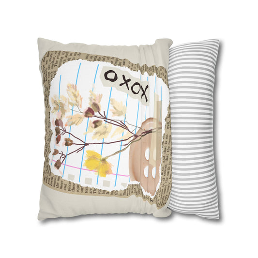 Botanical Collage Square Pillow — 'XOXO' Dried Flowers Decorative Throw Pillowcase - Creations by Chris and Carlos
