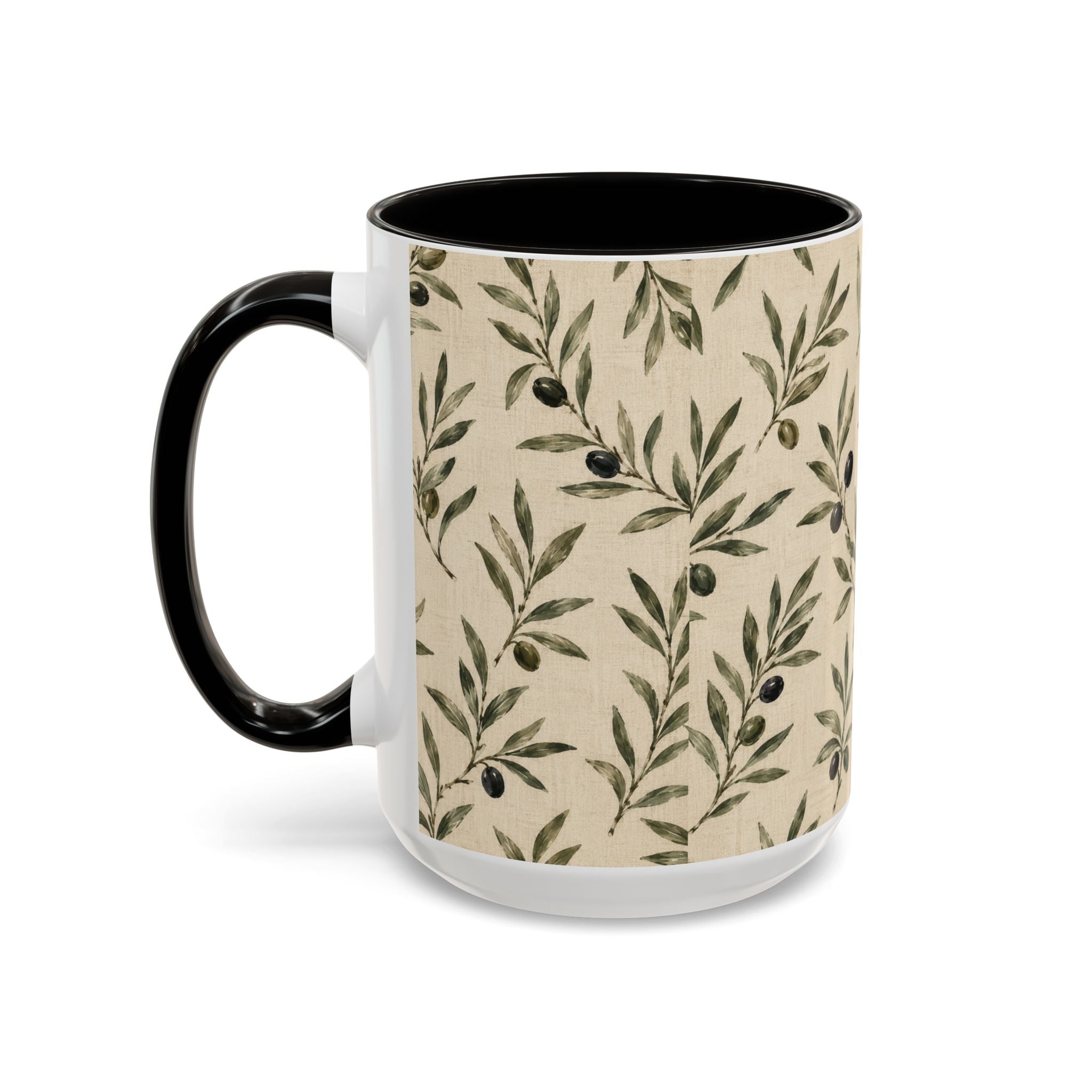 Olive Branch Pattern Ceramic Mug (11oz, 15oz) - Creations by Chris and Carlos