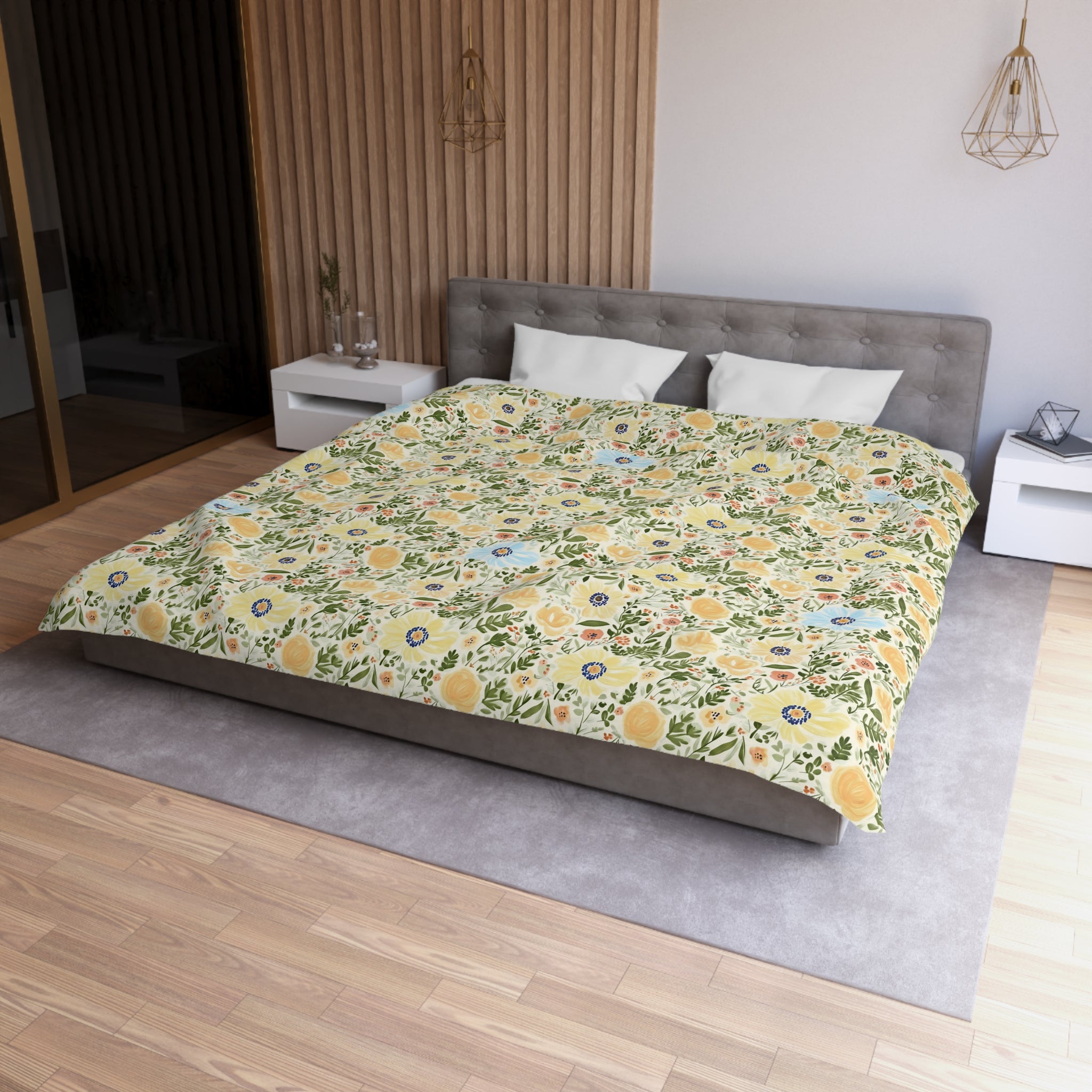 The Artisanal Flora Gallery Vintage Floral Duvet Cover — Pastel Wildflower Microfiber Bedding - Creations by Chris and Carlos