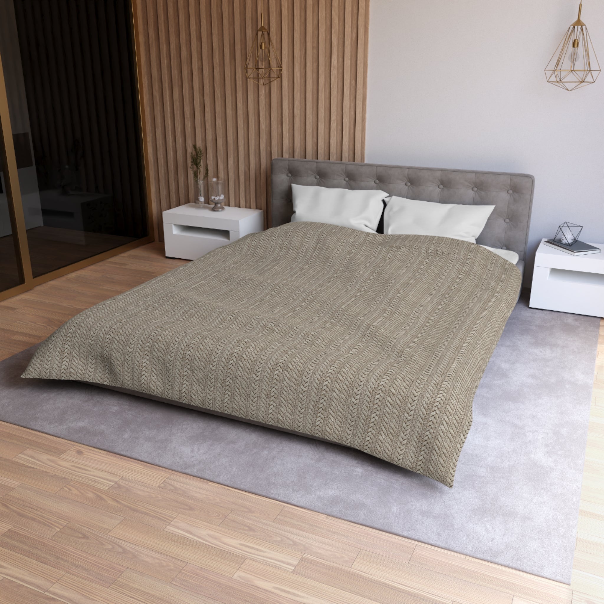Plumstead Manor Neutral Woven Texture Duvet Cover — Microfiber Bedding, Modern Farmhouse, Cozy Earth-Tone Master Bedroom - Creations by Chris and Carlos