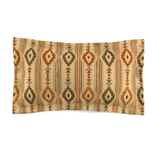 Southwestern Aztec Microfiber Pillow Sham — Rust, Olive & Mustard Geometric Throw Pillowcase - Creations by Chris and Carlos