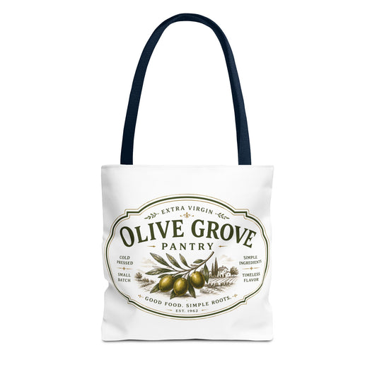 Olive Grove Pantry Tote Bag — Vintage Olive Oil Market Grocery Tote - Creations by Chris and Carlos