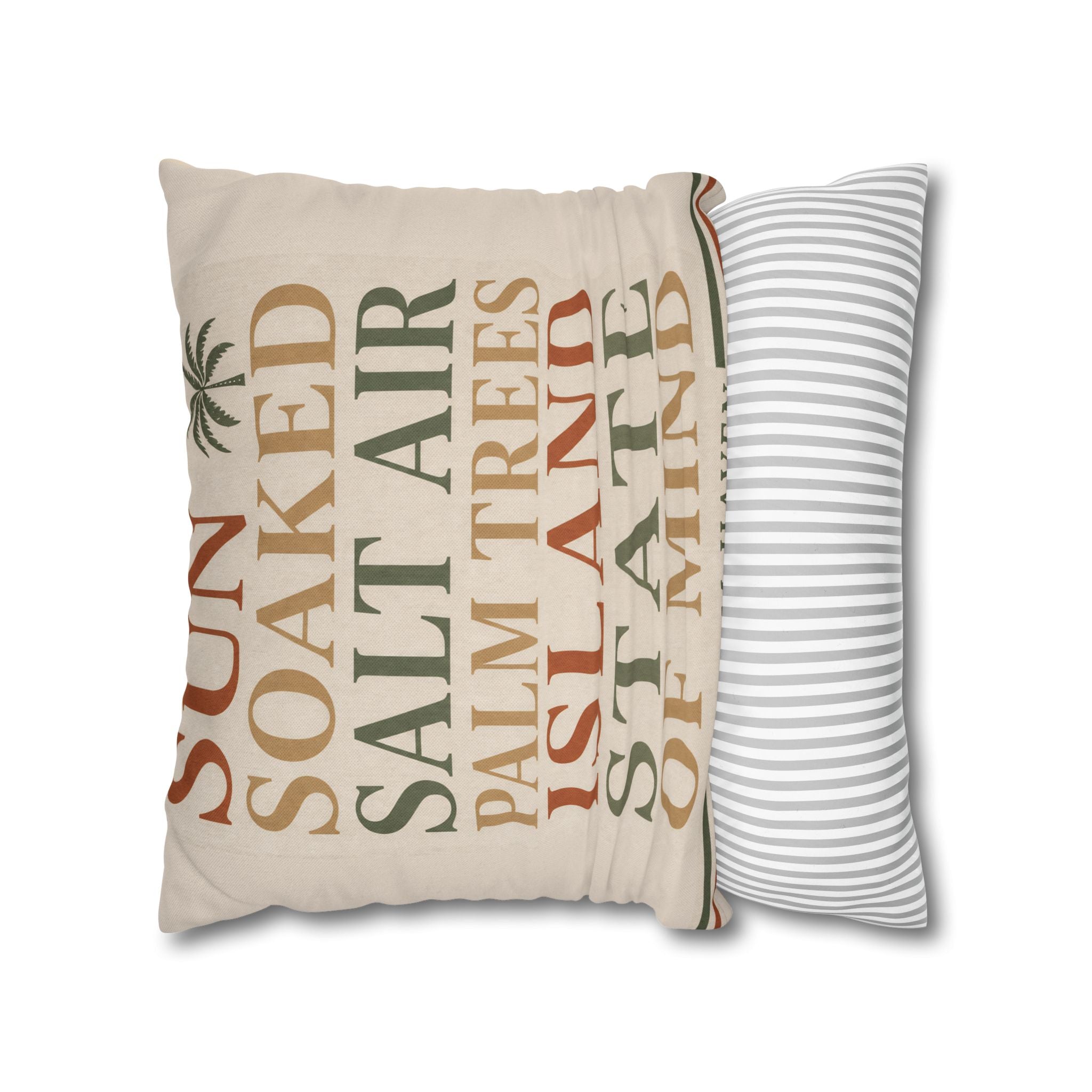 Island State of Mind Throw Pillowcase — Sun Soaked Salt Air Palm Trees Decorative Cover - Creations by Chris and Carlos