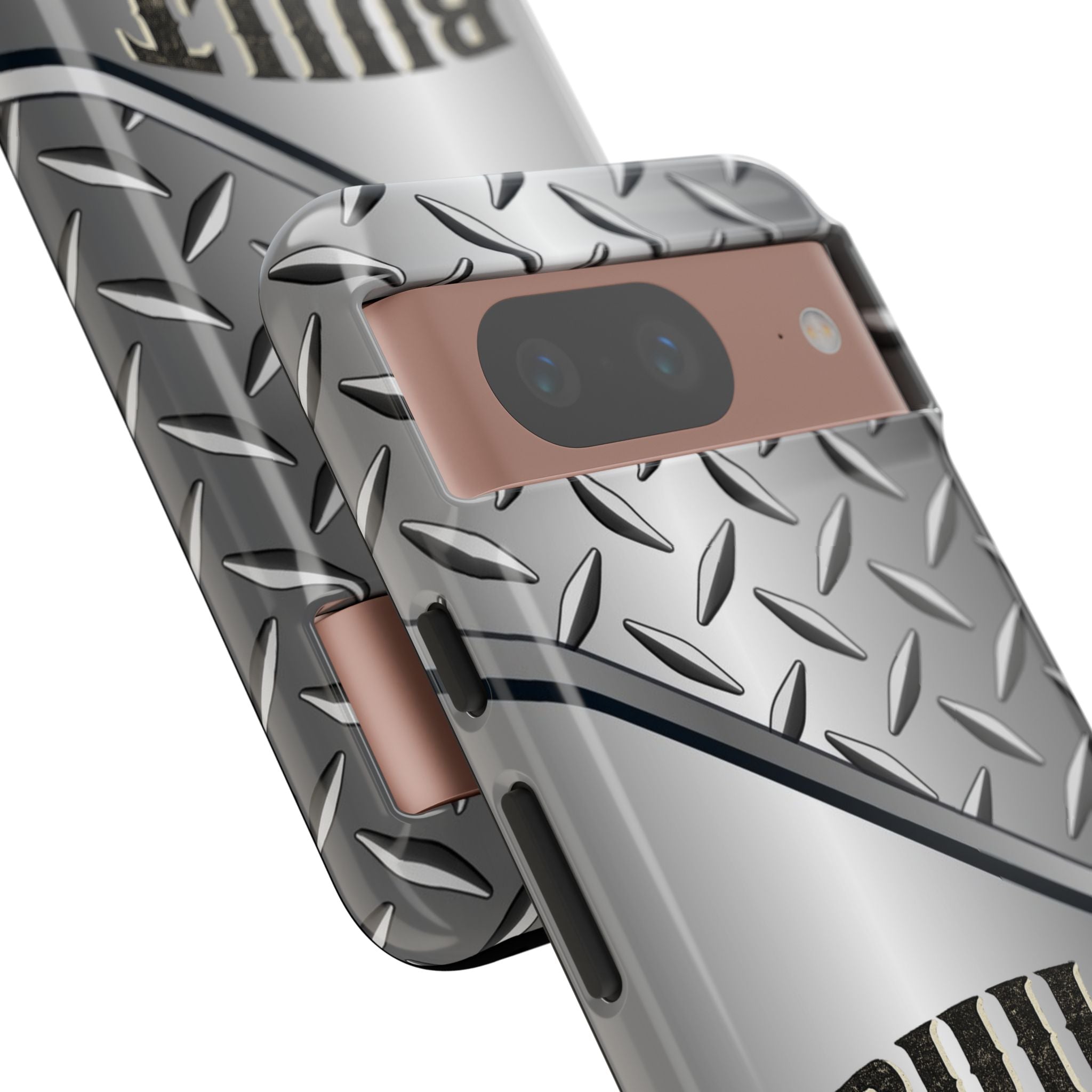 Built Not Bought Metal Diamond-Plate Phone Case — Rugged Tool Lover Gift - Creations by Chris and Carlos