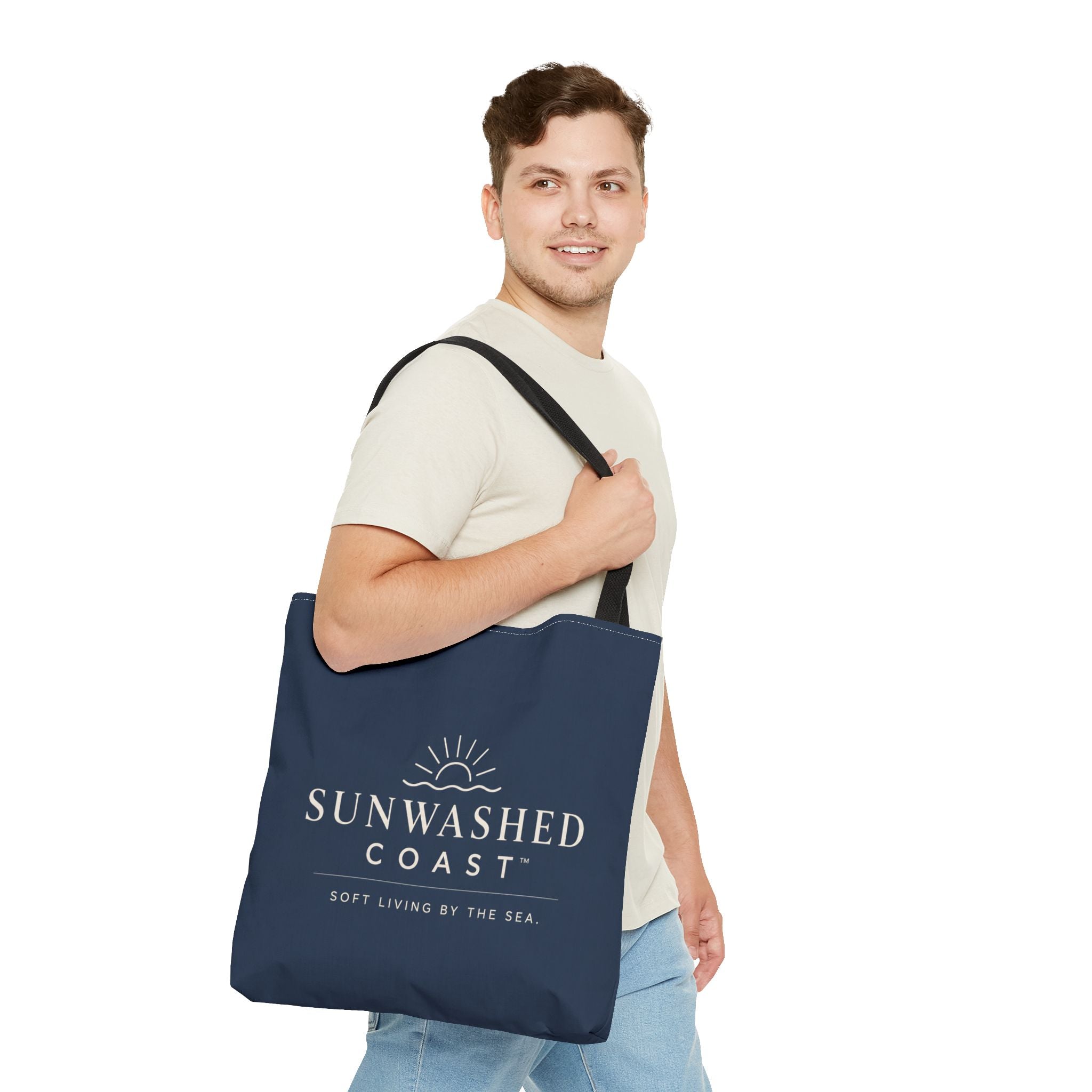 Sunwashed Coast Tote Bag — 'Soft Living by the Sea' Coastal Canvas Shopper - Creations by Chris and Carlos