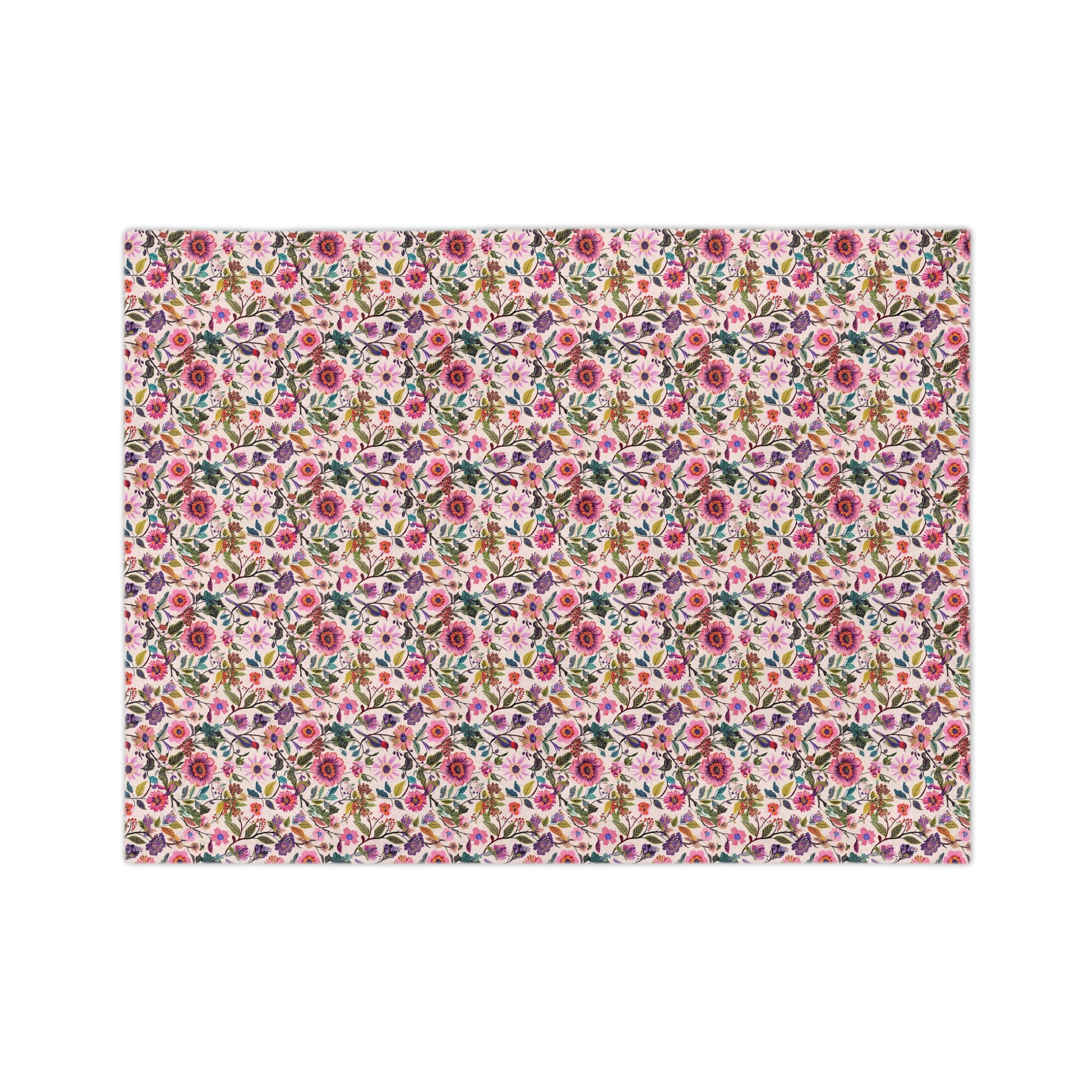 Floral Velveteen Microfiber Blanket — Pink Garden Rose Pattern, Soft Cozy Throw for Bedroom & Gifts - Creations by Chris and Carlos