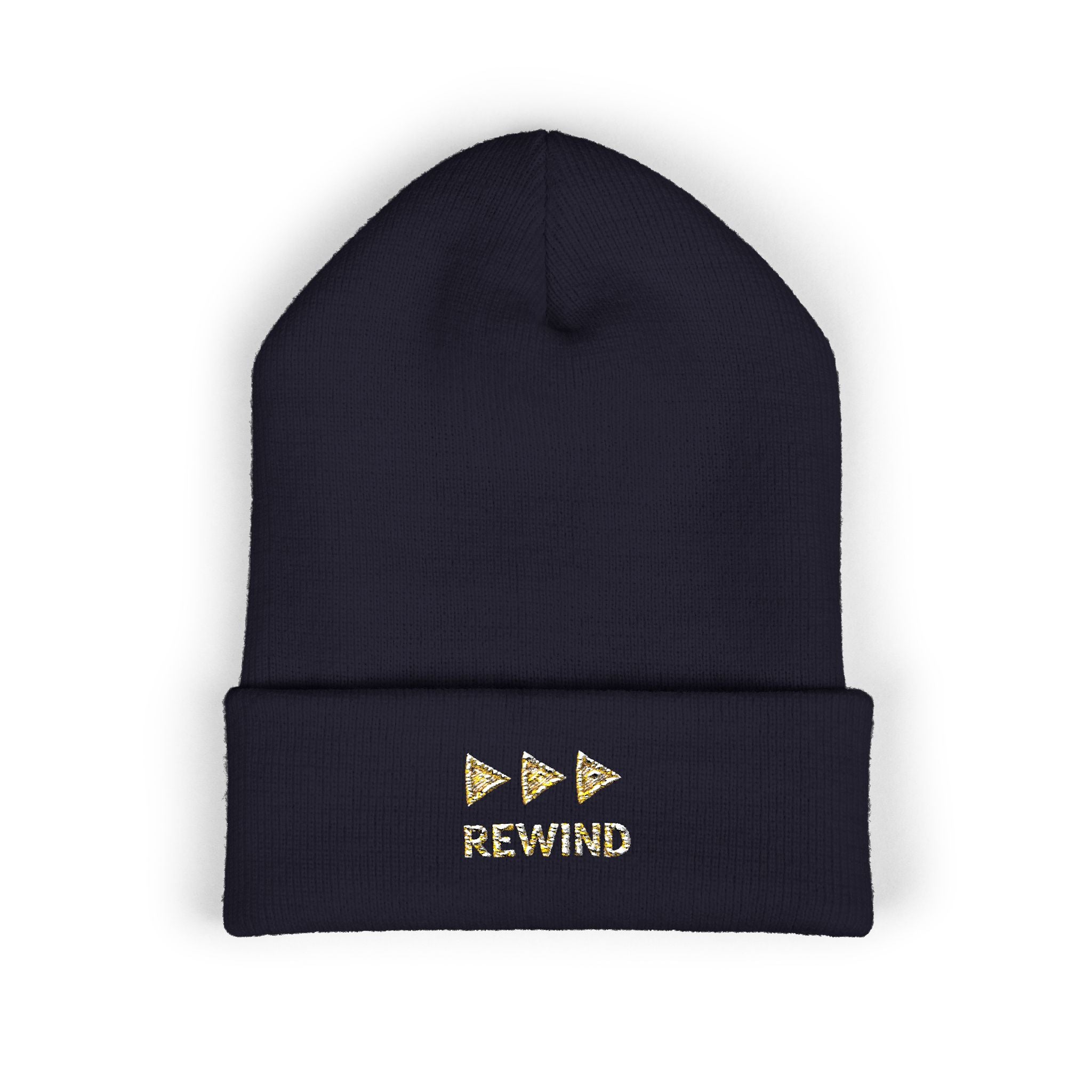 Embroidered Gold Star 'RE Wind' Cuffed Beanie - Creations by Chris and Carlos