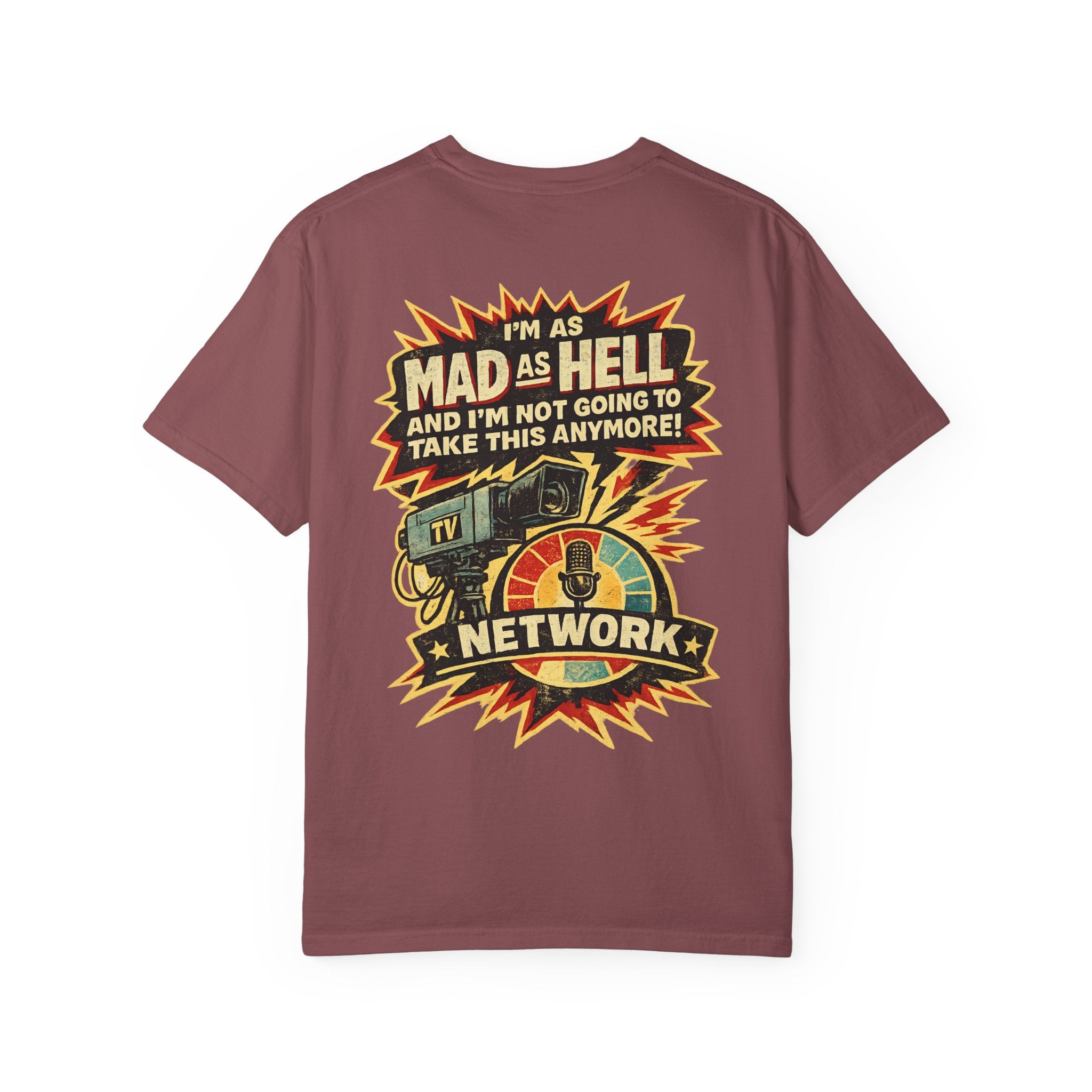 T-Shirt — "I'm As Mad As Hell" Retro TV Network Graphic Tee - Creations by Chris and Carlos
