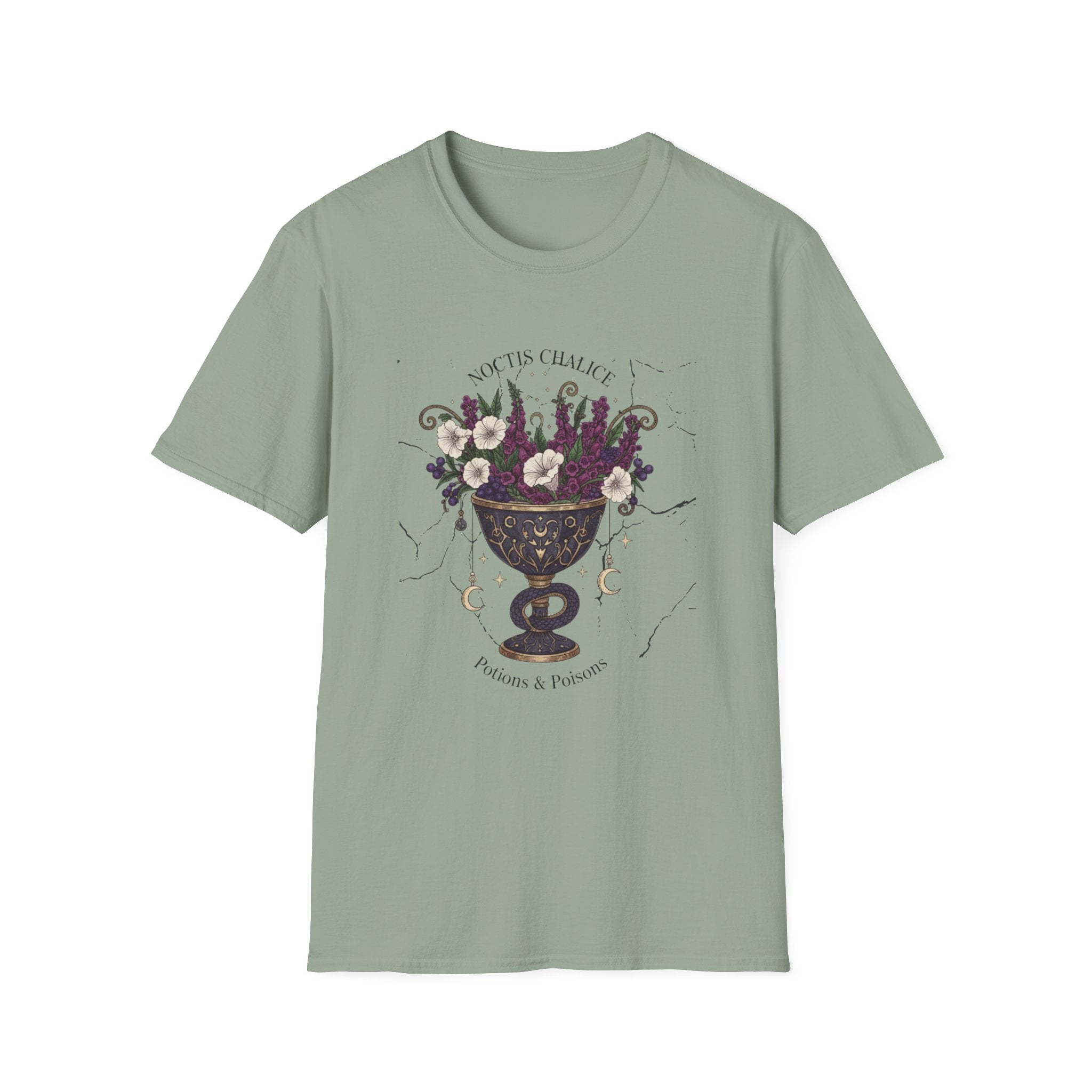 Occult Floral Chalice T-Shirt — 'Make Tea, Change Fate' Mystic Gothic Tee - Creations by Chris and Carlos