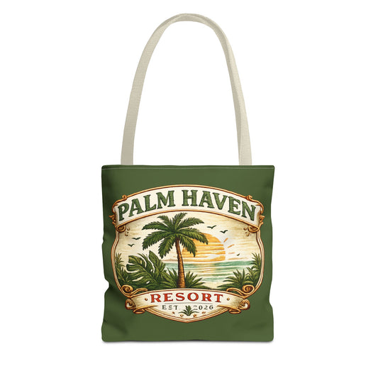 Palm Haven Resort Tote Bag — Vintage Palm Beach Sunset Canvas Tote - Creations by Chris and Carlos