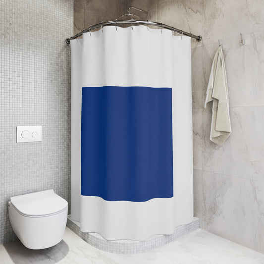 Navy Minimalist Square Shower Curtain — Modern Geometric Bathroom Decor - Creations by Chris and Carlos