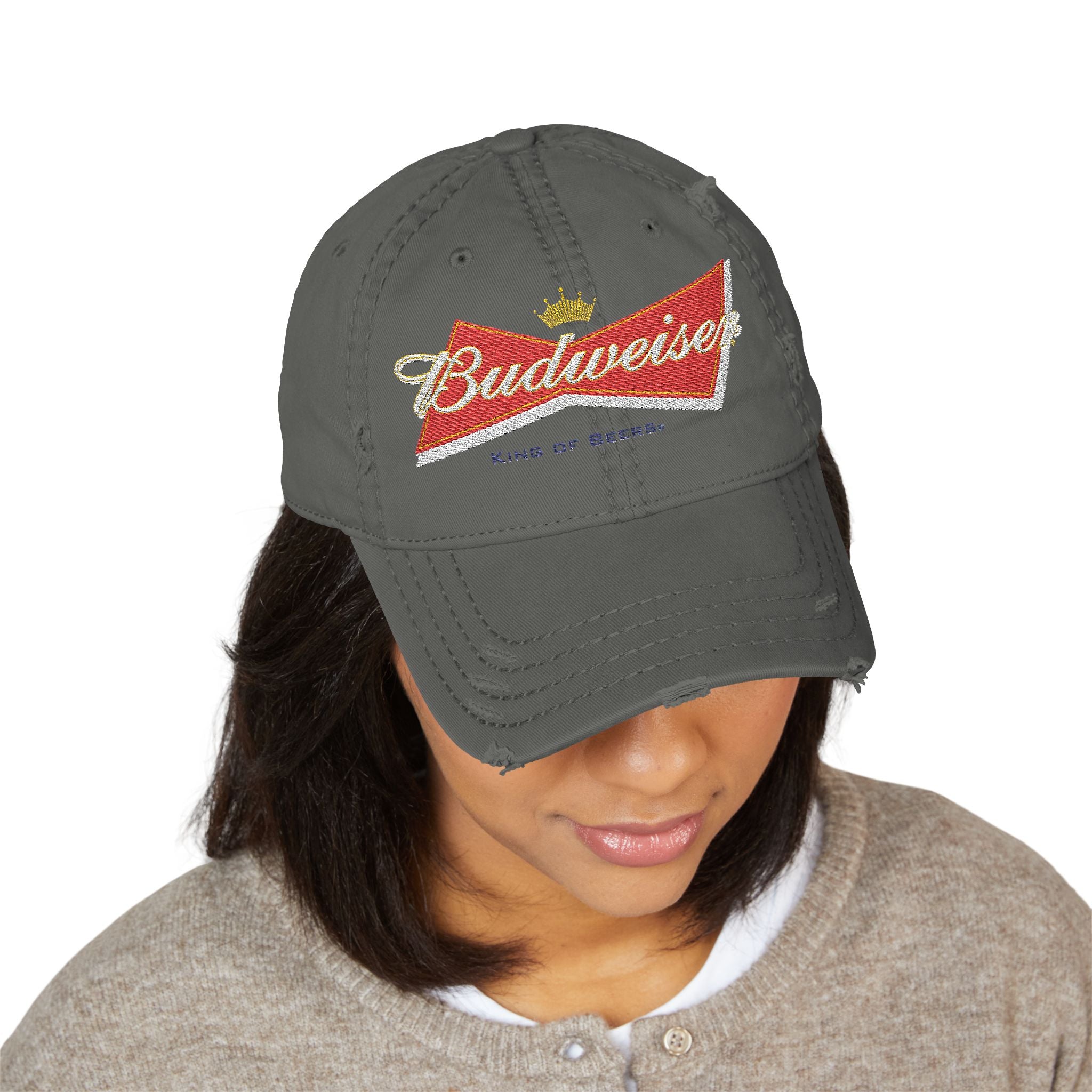 Budweiser Embroidered Distressed Dad Hat - Creations by Chris and Carlos