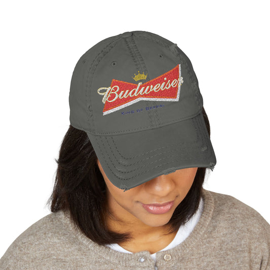 Budweiser Embroidered Distressed Dad Hat - Creations by Chris and Carlos