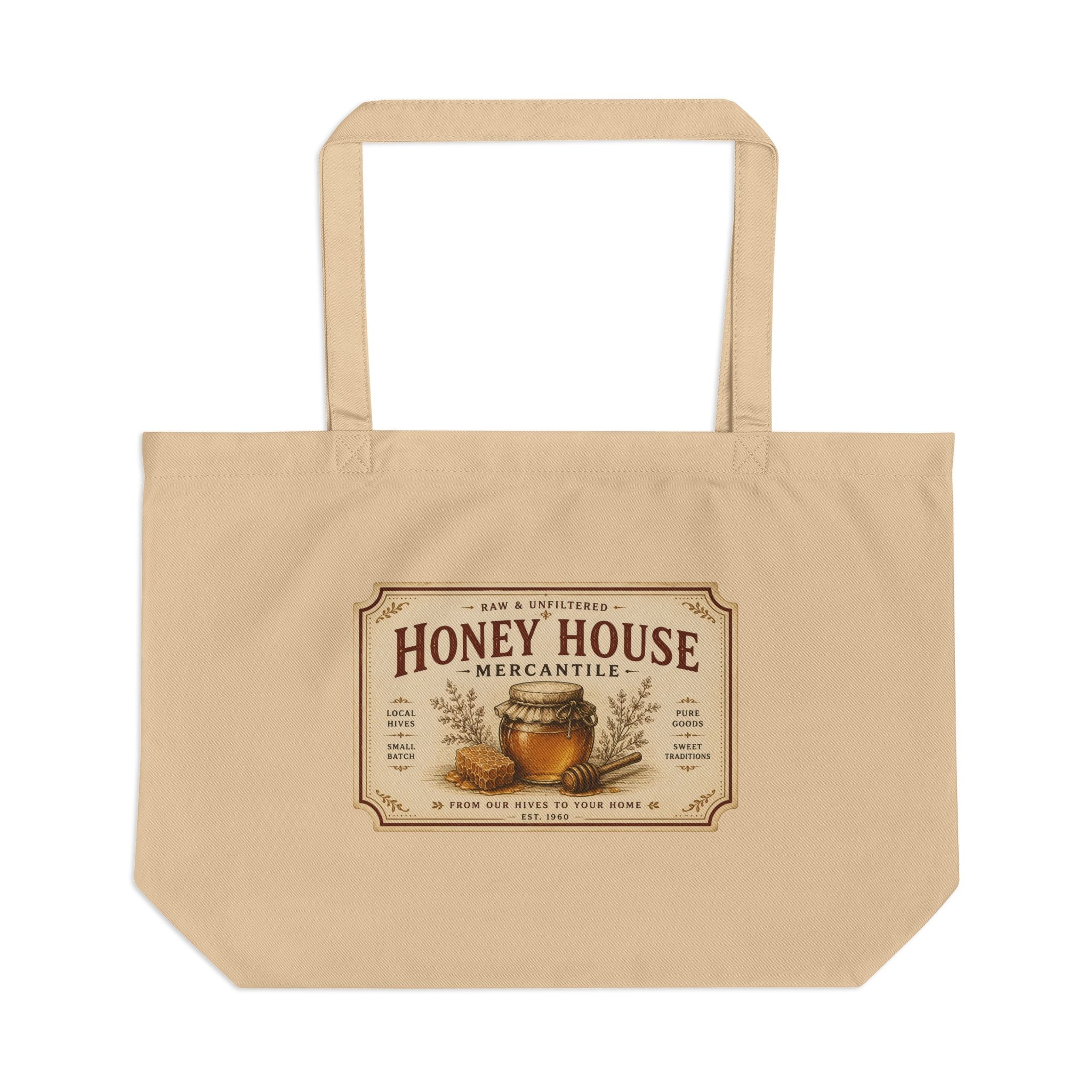 Honey House Mercantile Eco Tote — Vintage Honey Jar Market Tote - Creations by Chris and Carlos
