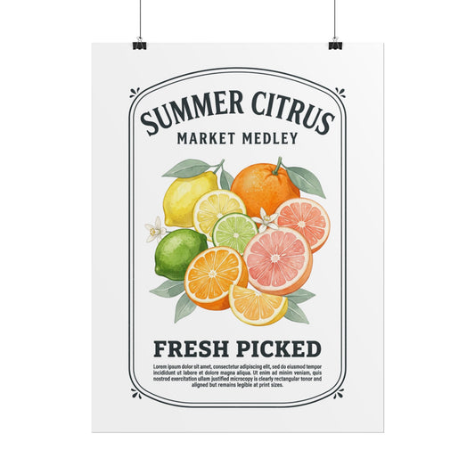 Summer Citrus Poster - Fresh Picked Market Medley Wall Art - Creations by Chris and Carlos
