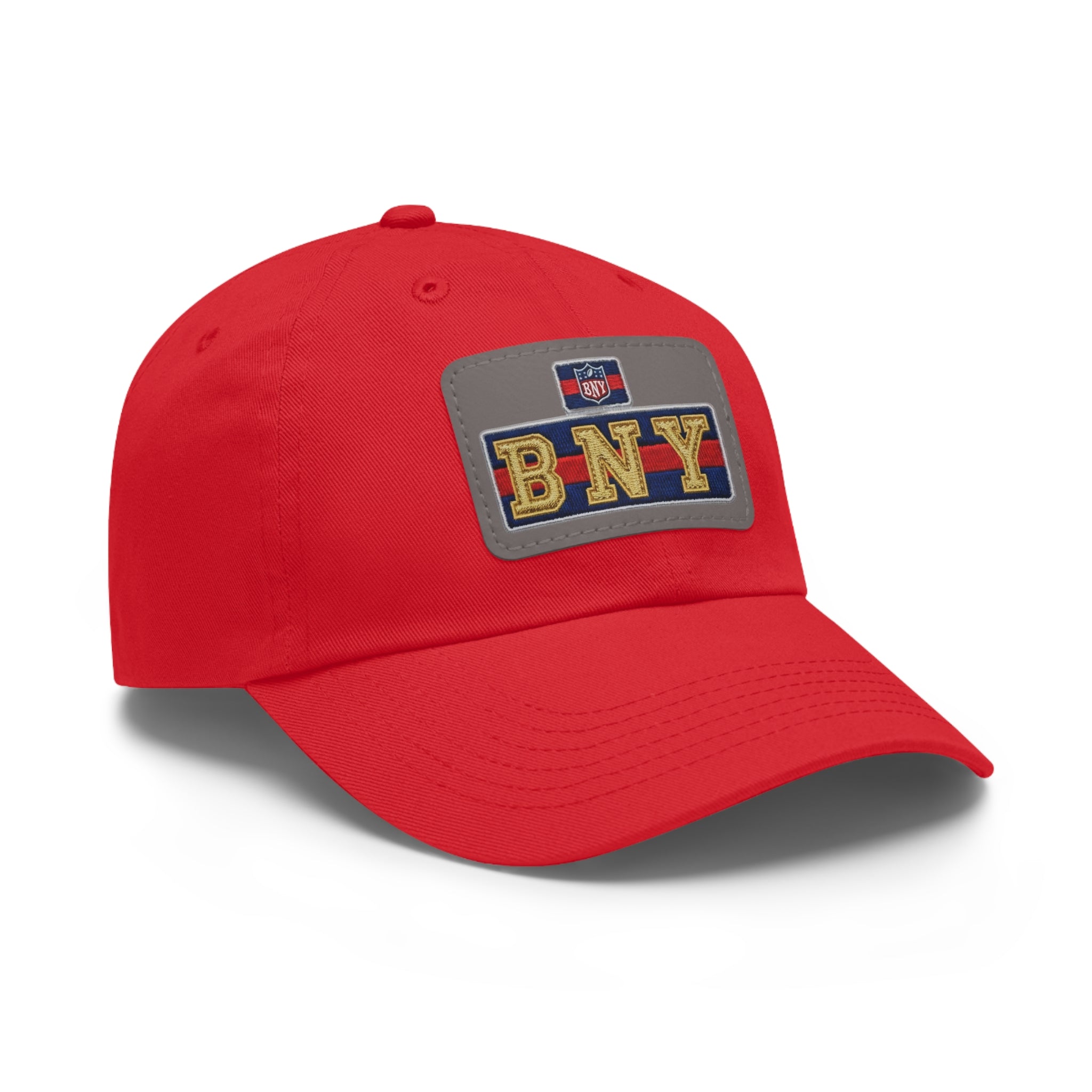 BNY Leather Patch Dad Hat – Vintage Varsity Baseball Cap - Creations by Chris and Carlos