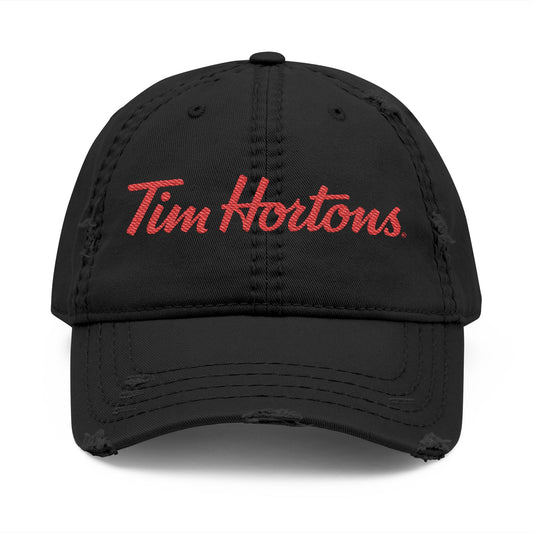 Tim Hortons Embroidered Distressed Dad Hat — Washed Vintage Baseball Cap - Creations by Chris and Carlos