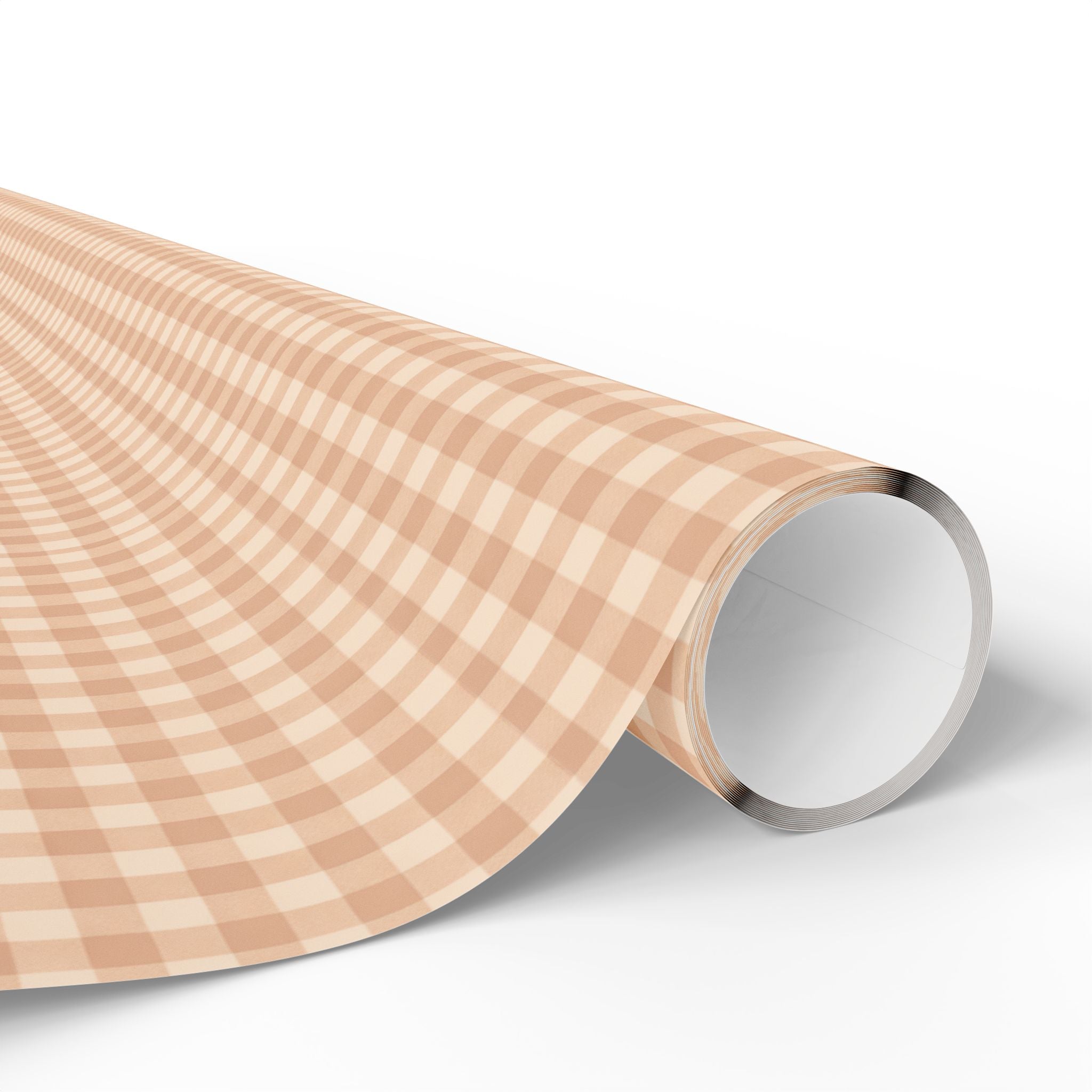 Gingham Check Wrapping Paper Roll — Pink & Peach Plaid Gift Wrap - Creations by Chris and Carlos