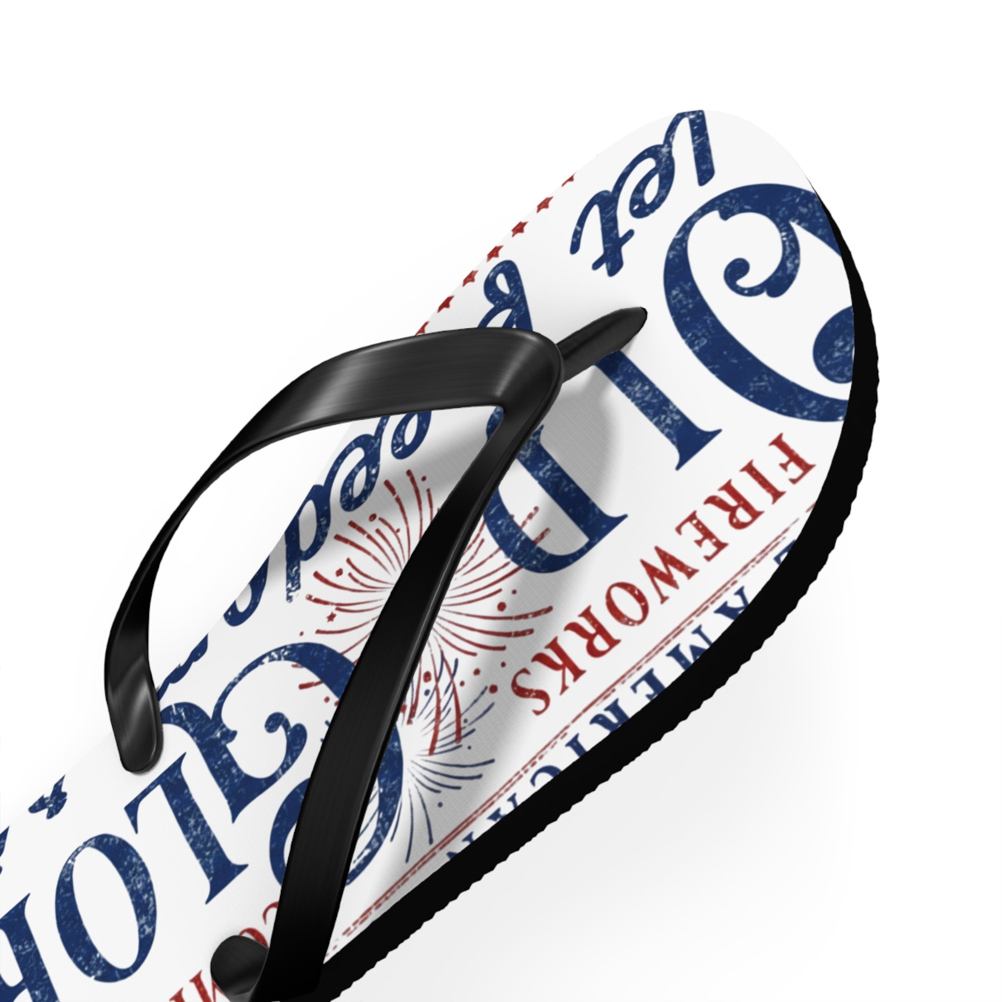 Patriotic 'Glory' Flip Flops – Red White & Blue Fireworks Beach Sandals - Creations by Chris and Carlos