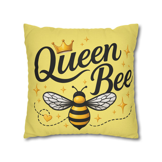 Honey Bee Decorative Pillowcase – Yellow Floral Bee Accent Cushion Cover - Creations by Chris and Carlos