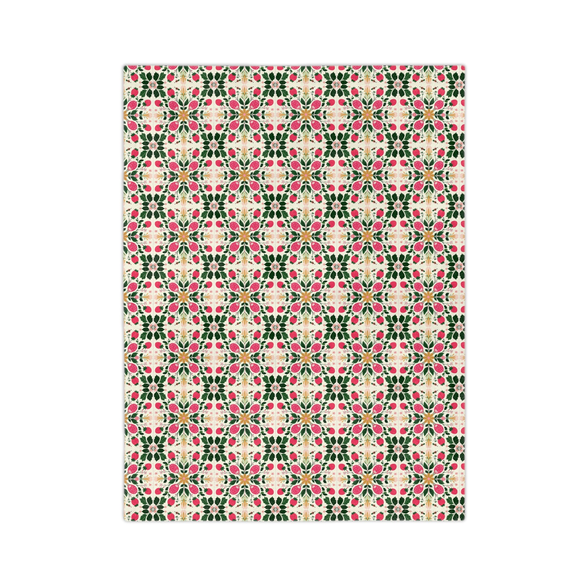 Floral Kaleidoscope Velveteen Blanket – Pink Green Geometric Microfiber Throw - Creations by Chris and Carlos