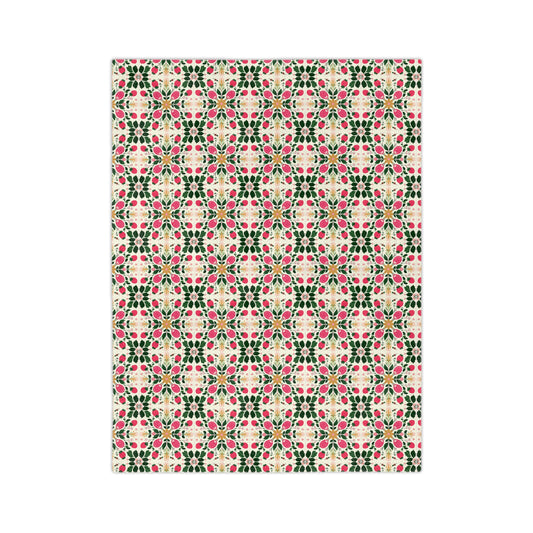 Floral Kaleidoscope Velveteen Blanket – Pink Green Geometric Microfiber Throw - Creations by Chris and Carlos