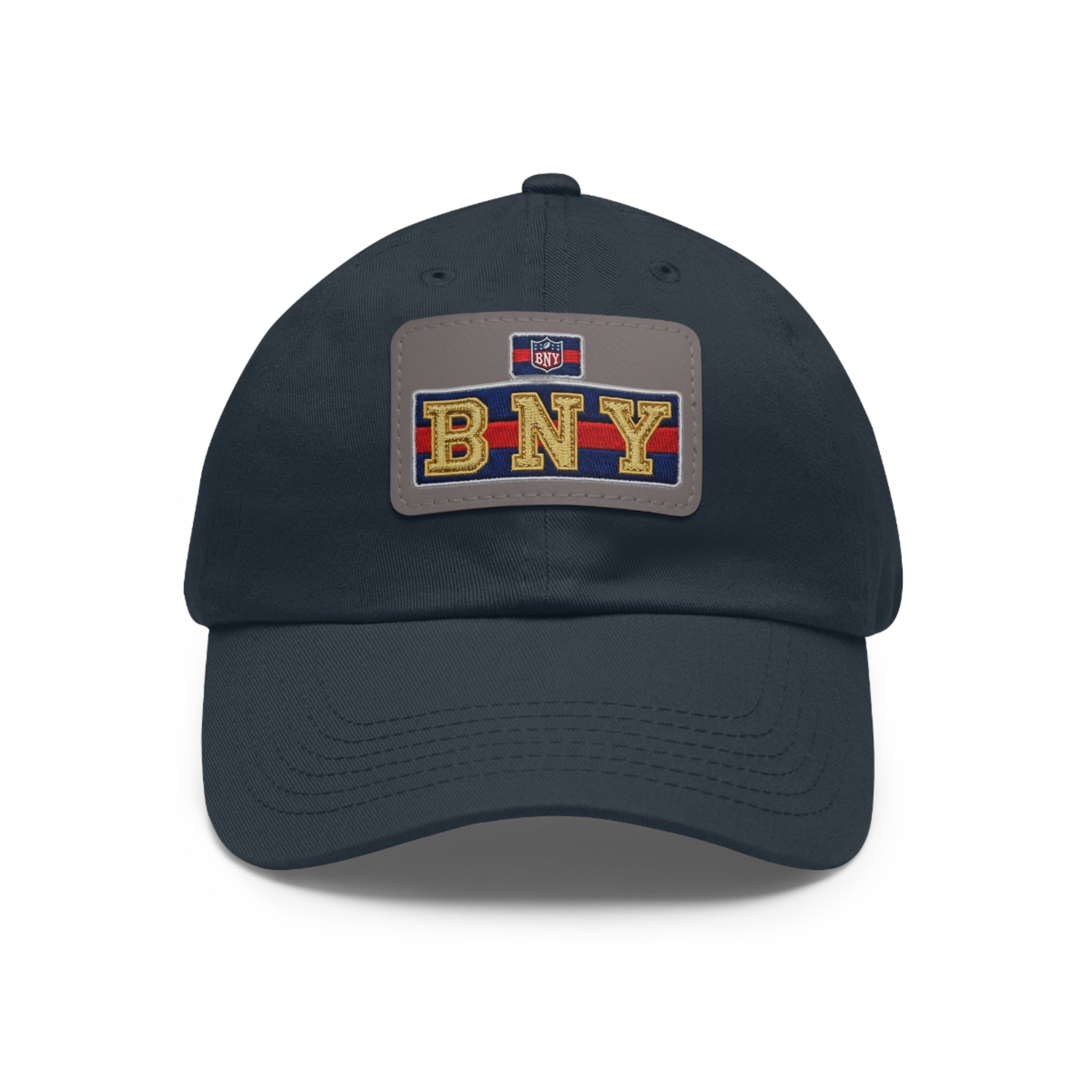BNY Leather Patch Dad Hat – Vintage Varsity Baseball Cap - Creations by Chris and Carlos