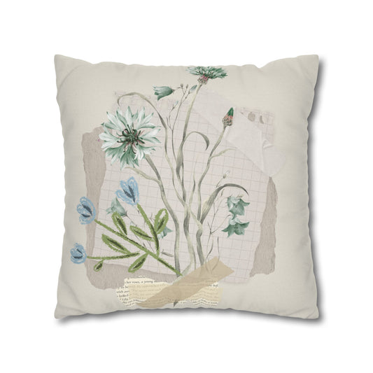 Botanical Watercolor Pillow - Vintage Floral Square Throw Pillowcase - Creations by Chris and Carlos