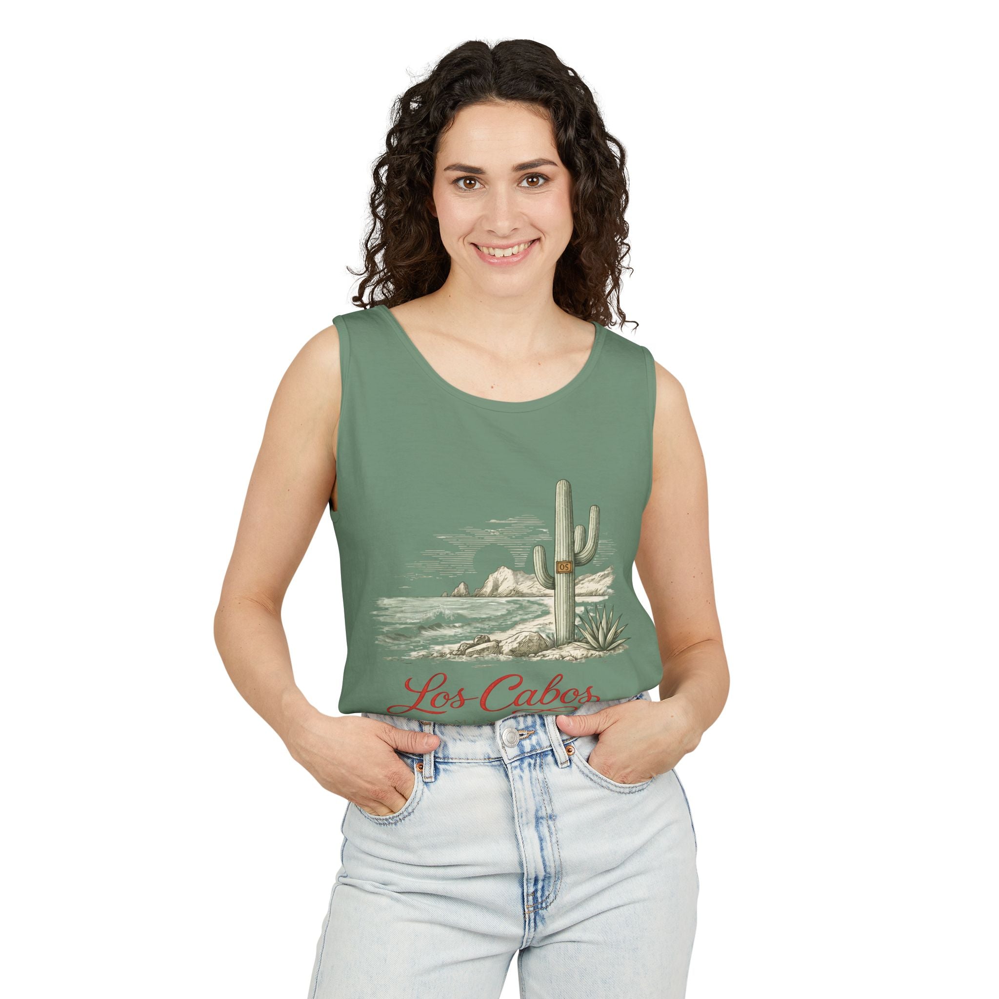 Los Cabos Cactus Beach Tank Top — Vintage Desert Coastal Vacation Tee - Creations by Chris and Carlos