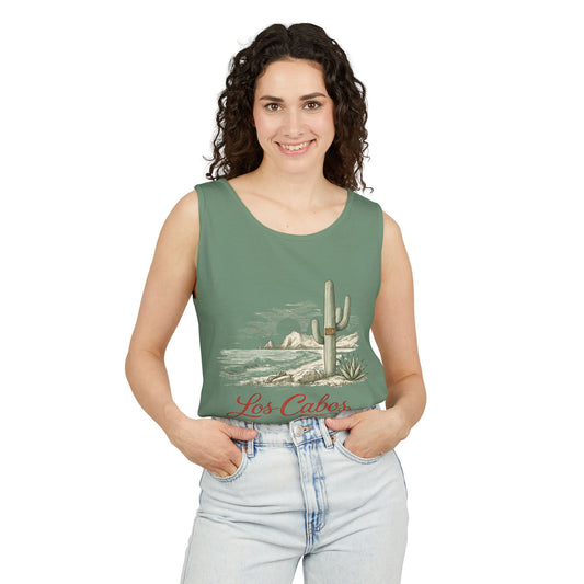 Los Cabos Cactus Beach Tank Top — Vintage Desert Coastal Vacation Tee - Creations by Chris and Carlos