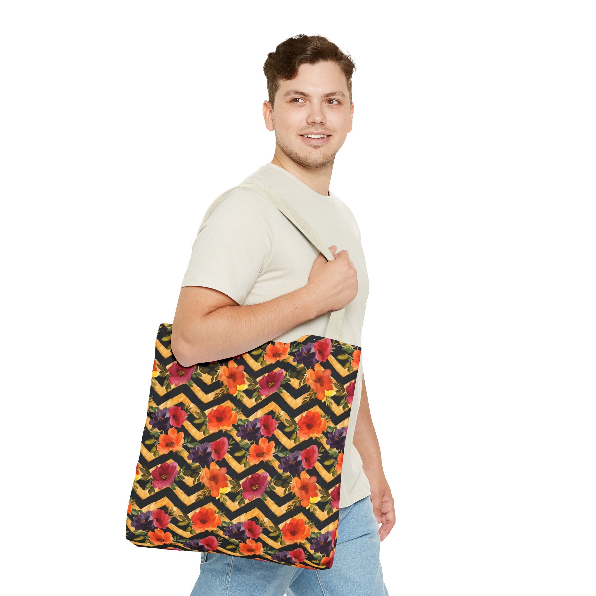 Sol y Alegría (Sun and Joy) Collection- Cactus Succulent Pattern Microfiber Blanket Soft Velveteen Throw for Home & Garden Lovers Floral Chevron Tote Bag — Bright Orange & Pink All-Over-Print Beach Shopper - Creations by Chris and Carlos