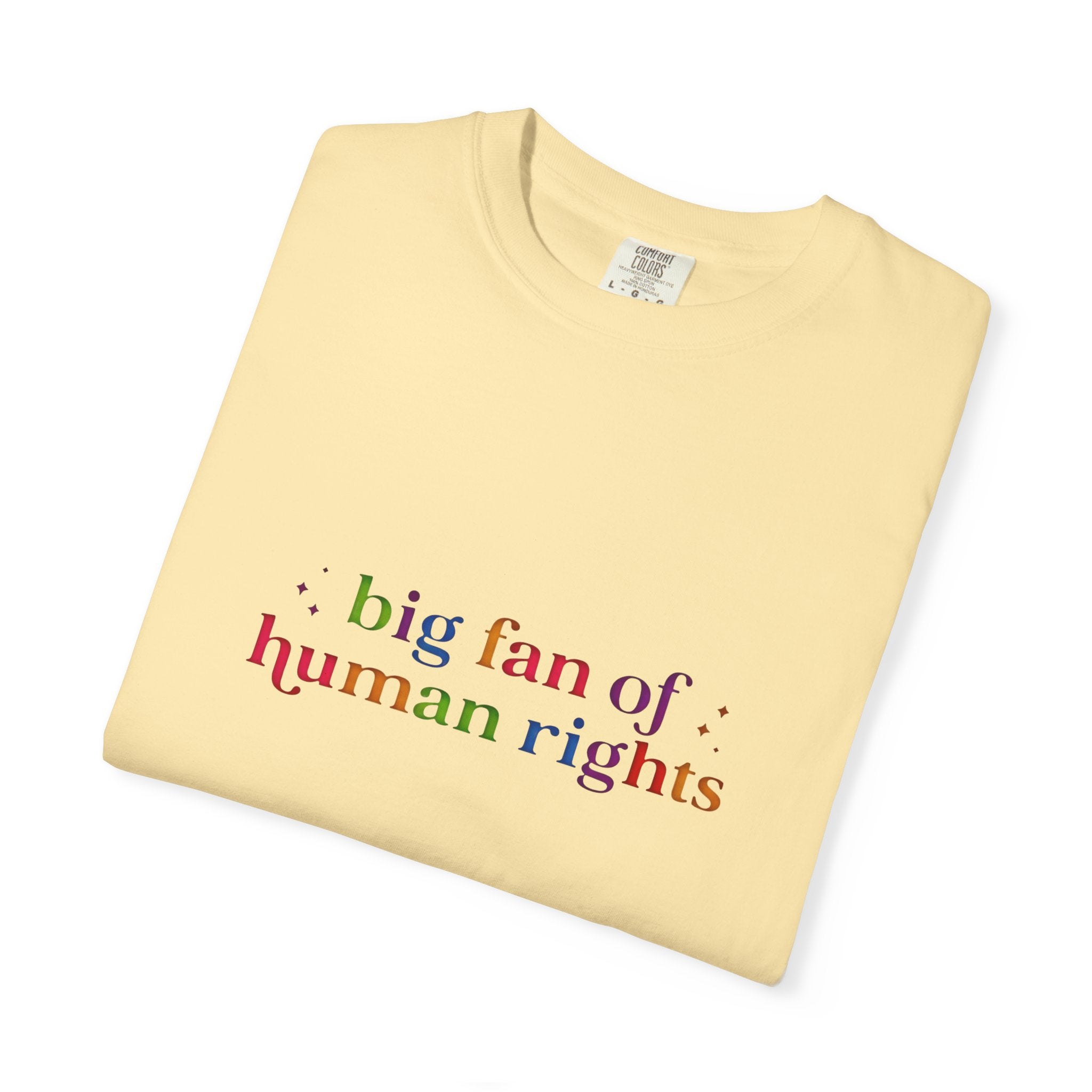 T-Shirt — "Big Fan of Human Rights" Graphic Tee (Equality & Activism Icons) - Creations by Chris and Carlos