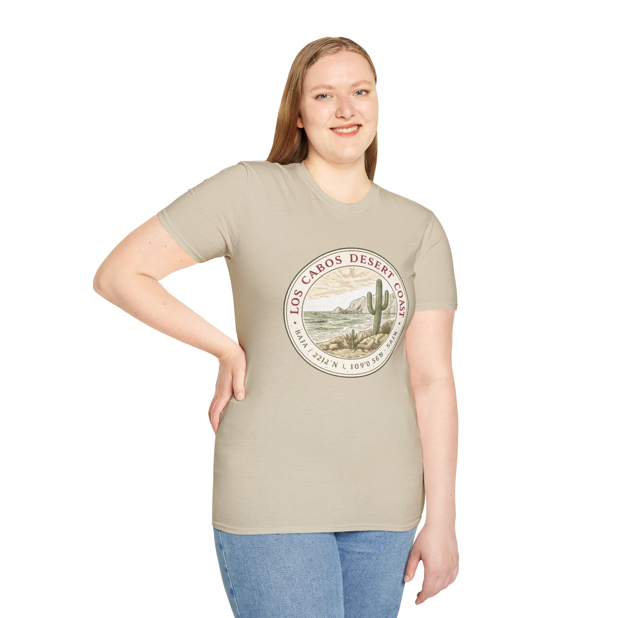 Los Cabos Desert Coast T-Shirt – Vintage Cactus Beach Badge - Creations by Chris and Carlos